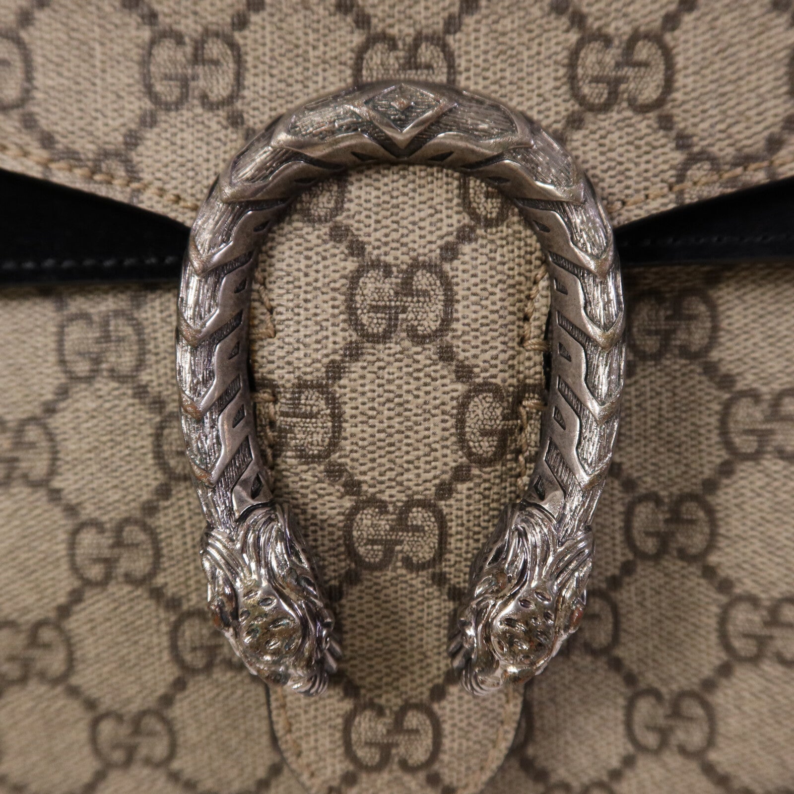 GUCCI 塗層帆布Dionysus Medium銀扣肩背袋