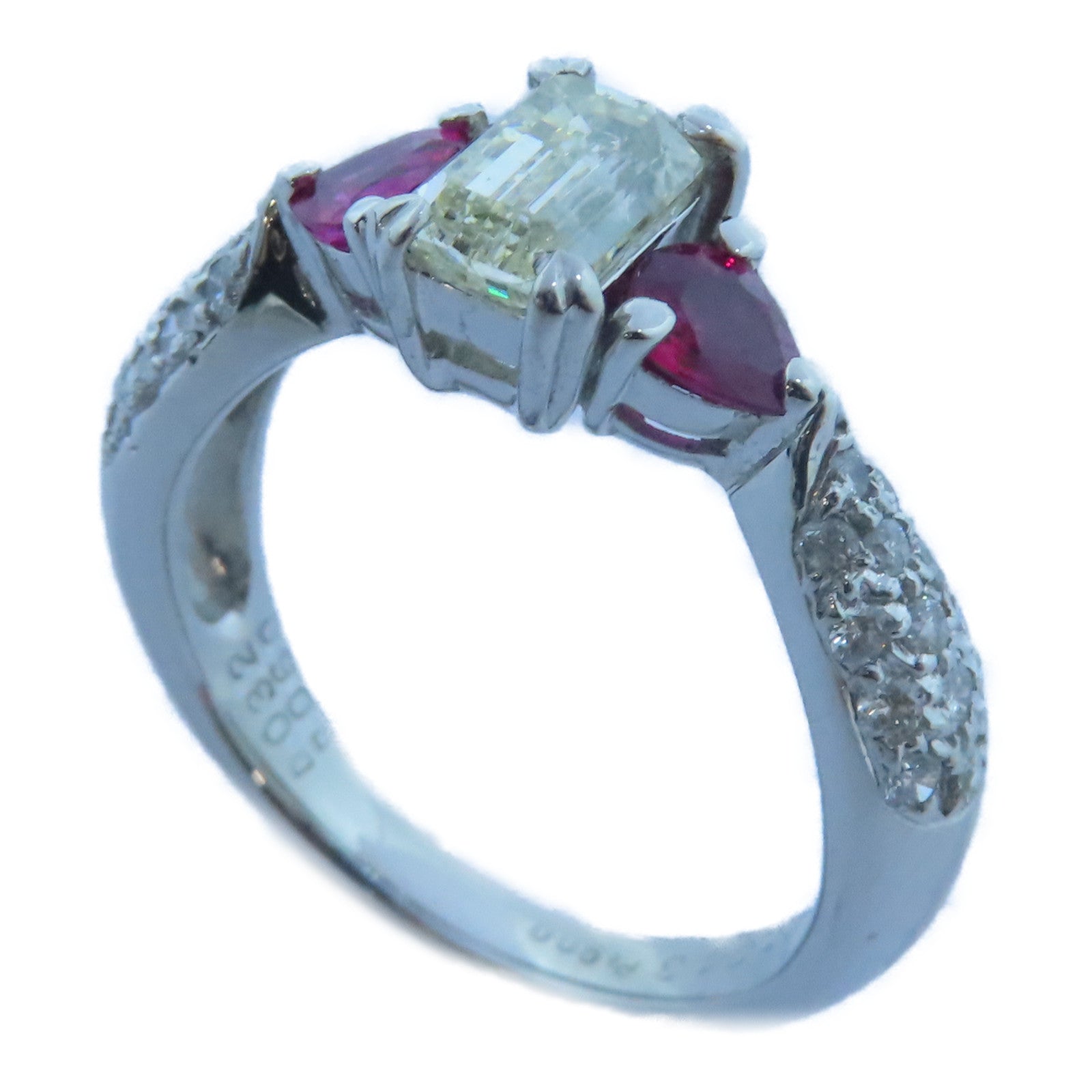 JEWELRY PT900鉑金Ruby Diamond Ring 0.60ct紅寶石/1.043ct鑽石戒指US#6.75