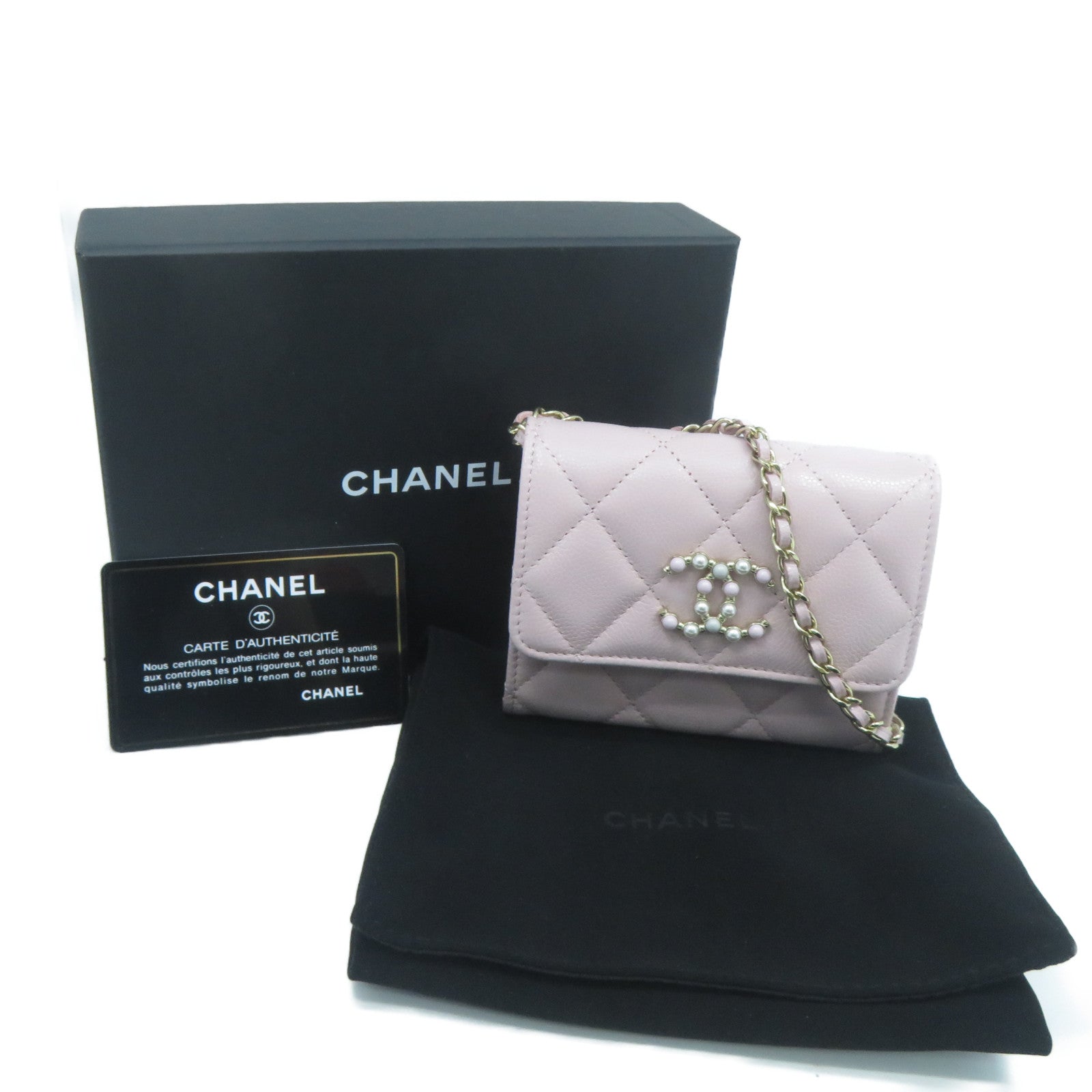 CHANEL 【激減優惠】菱格Caviar皮革Chain Shoulder金扣鏈帶肩背袋粉紅色