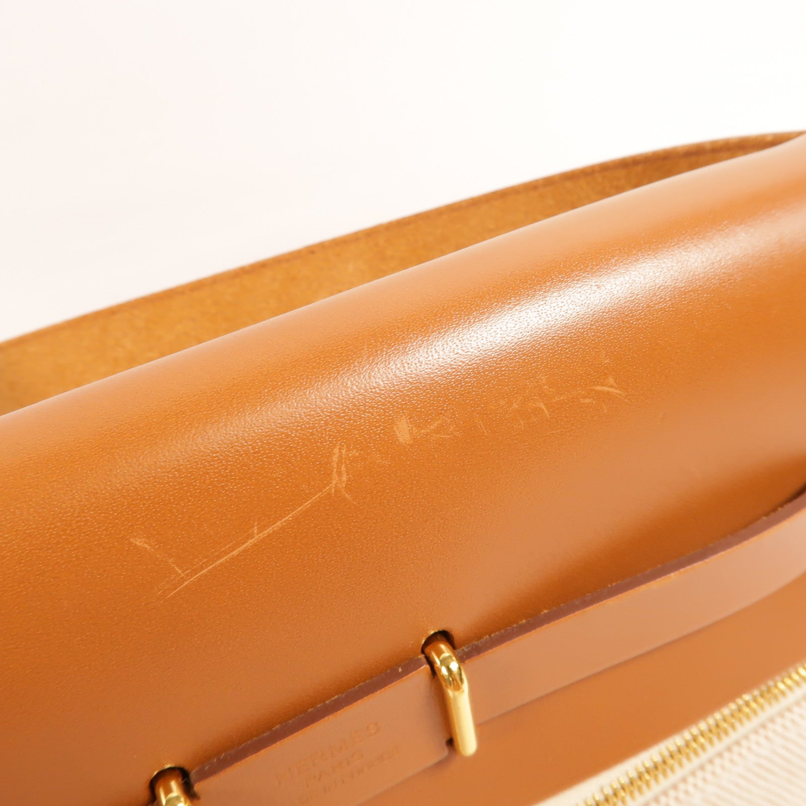 HERMES 帆布Mini Herbag肩背袋Gold/Beige