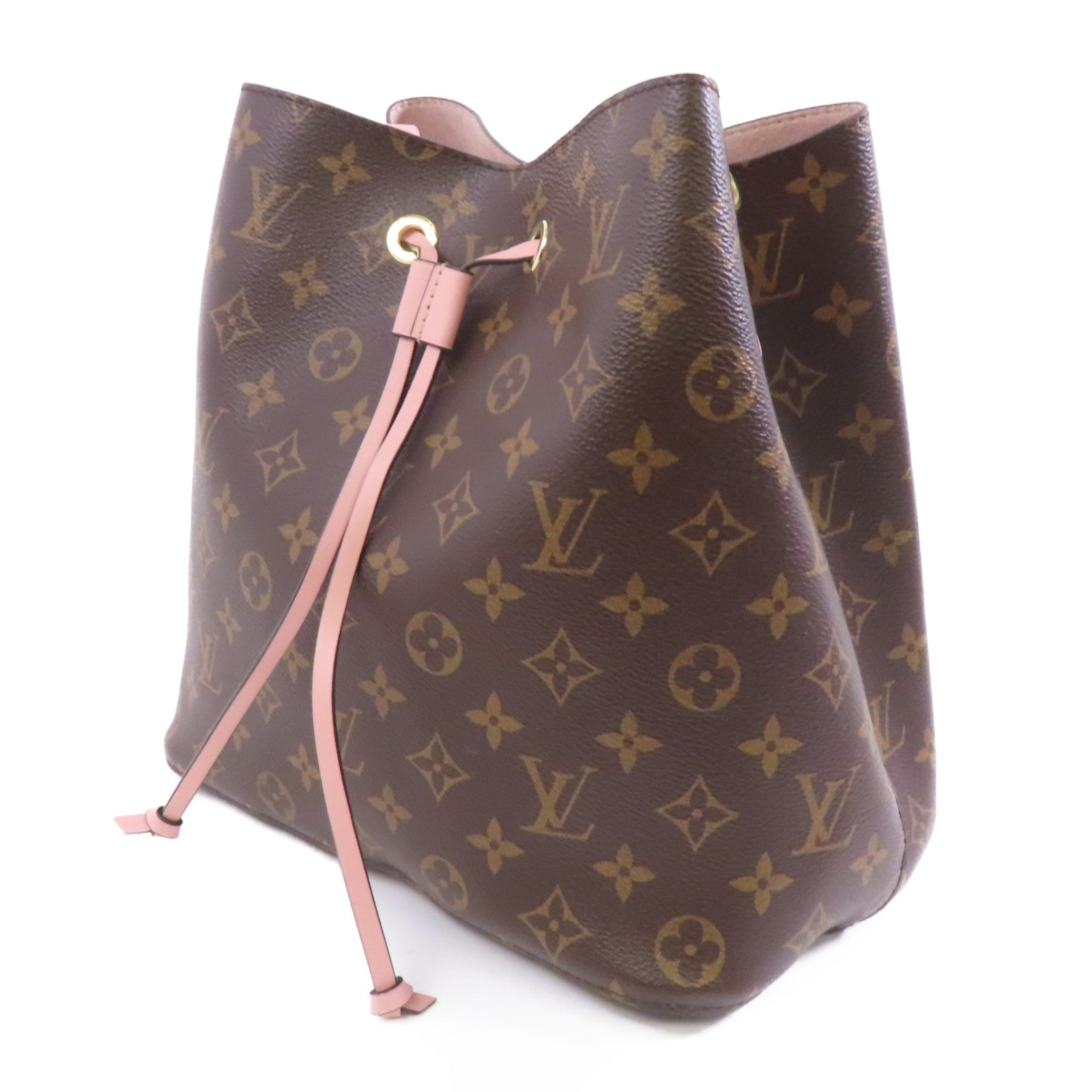 LOUIS VUITTON Monogram Neo Noe MM金扣肩背袋啡色/粉紅色
