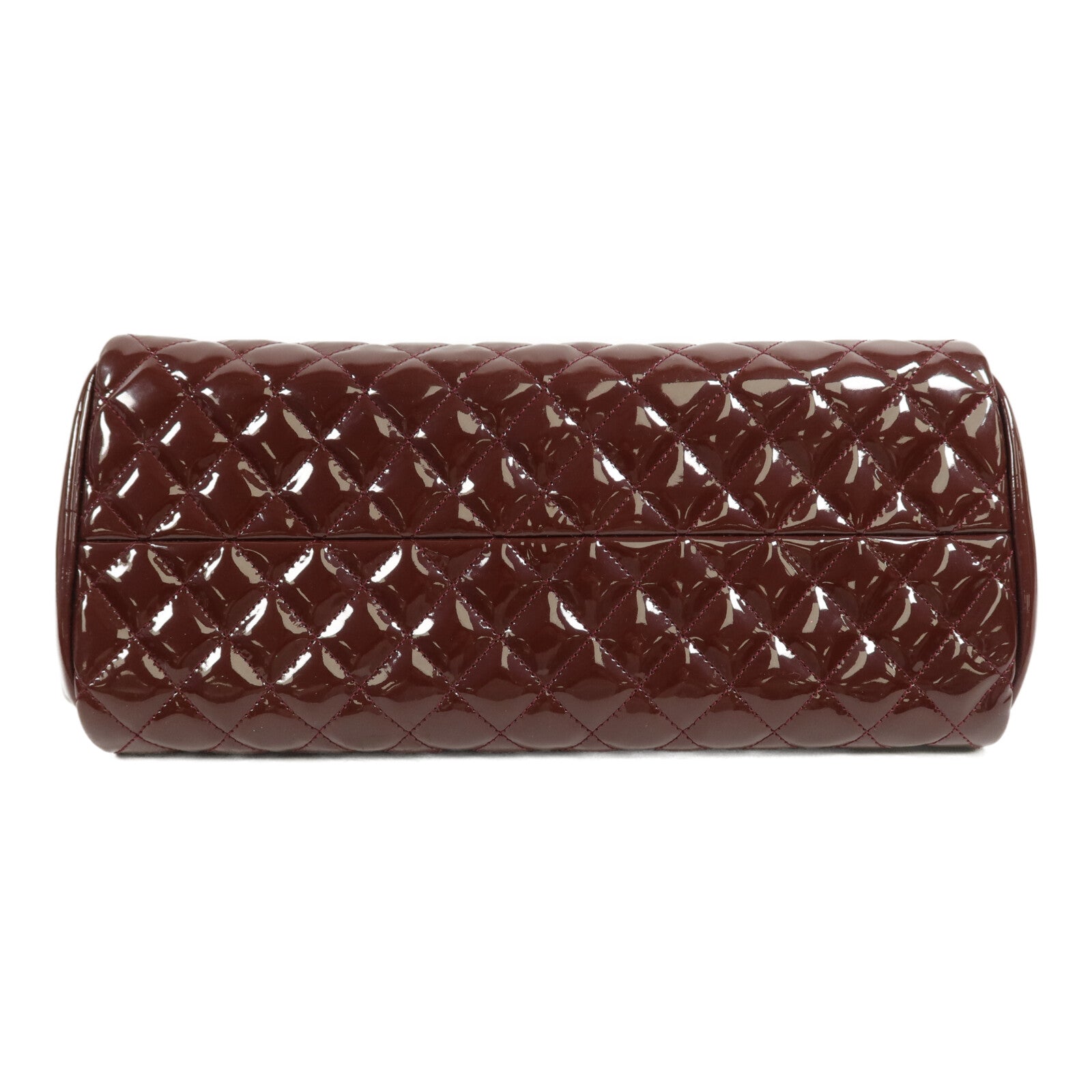 CHANEL 漆皮皮革Mademoiselle Bowling Bag鏈帶肩背袋