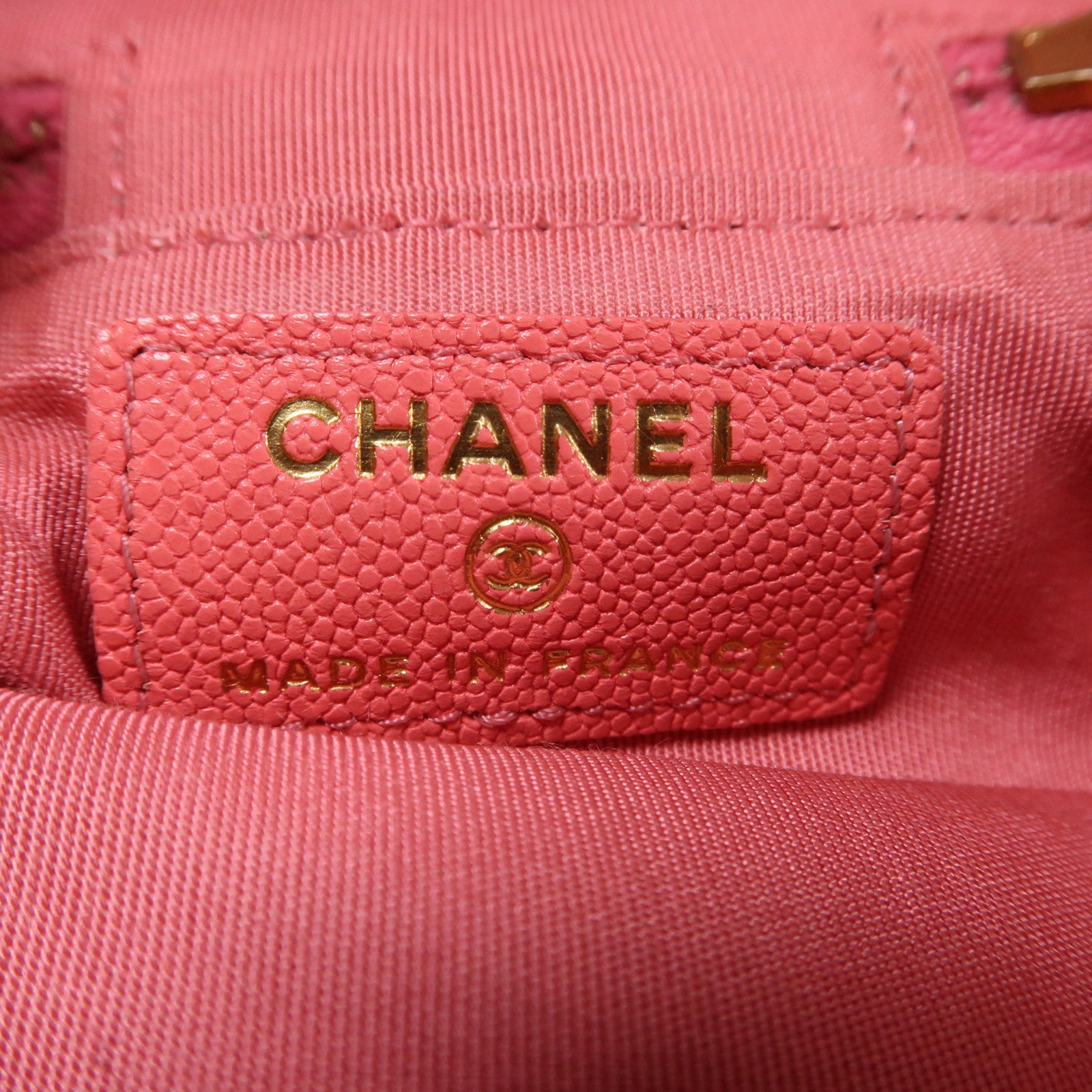 CHANEL 菱格Caviar皮革2Way Shoulder金扣手挽肩背兩用袋粉紅色