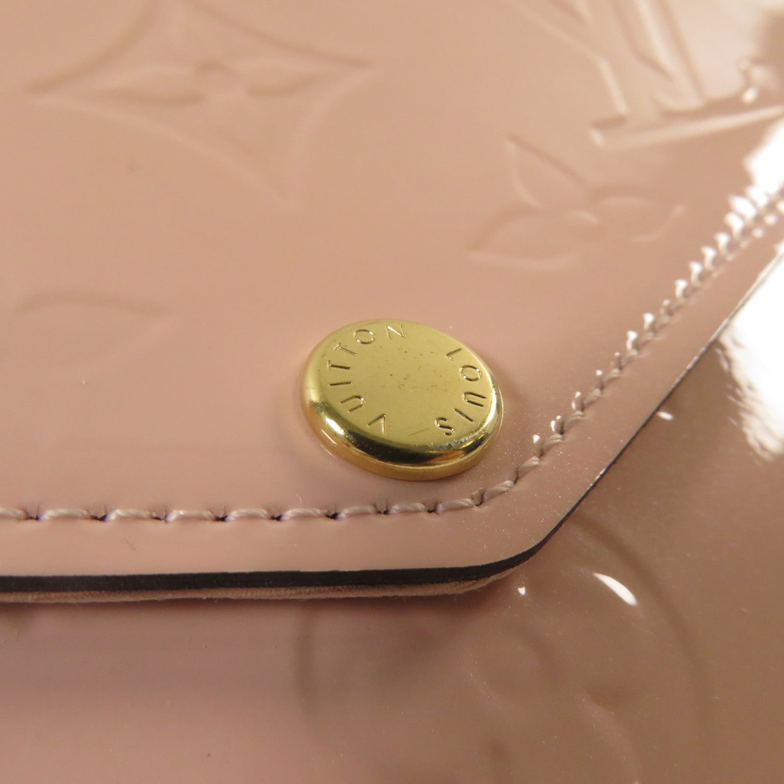LOUIS VUITTON 【激減優惠】Monogram Vernis Pochette Felicie金扣鏈帶肩背袋粉紅色