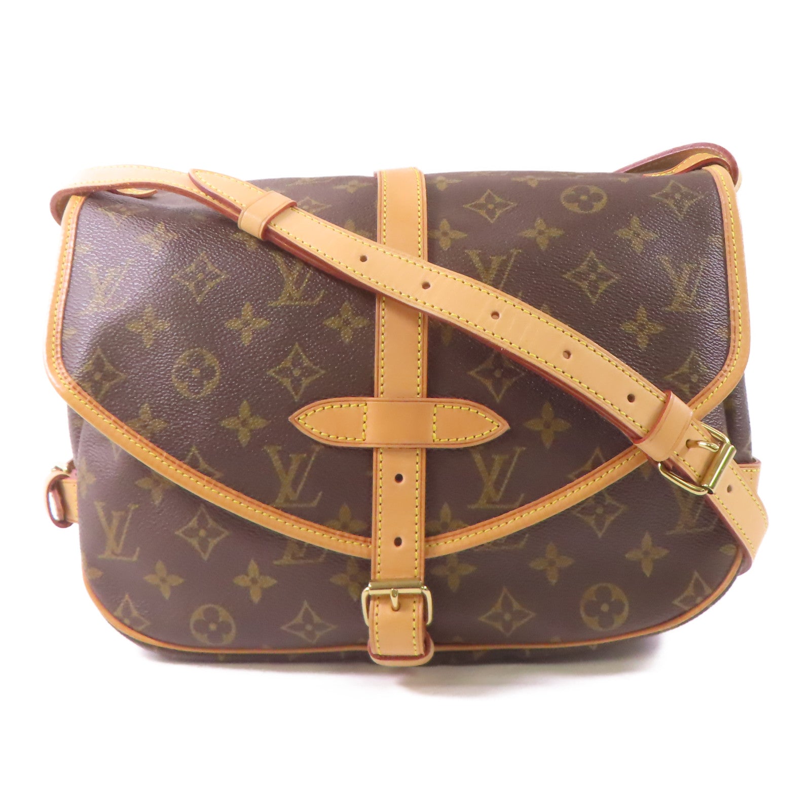 LOUIS VUITTON Monogram Saumur Messenger Bag金扣肩背袋啡色