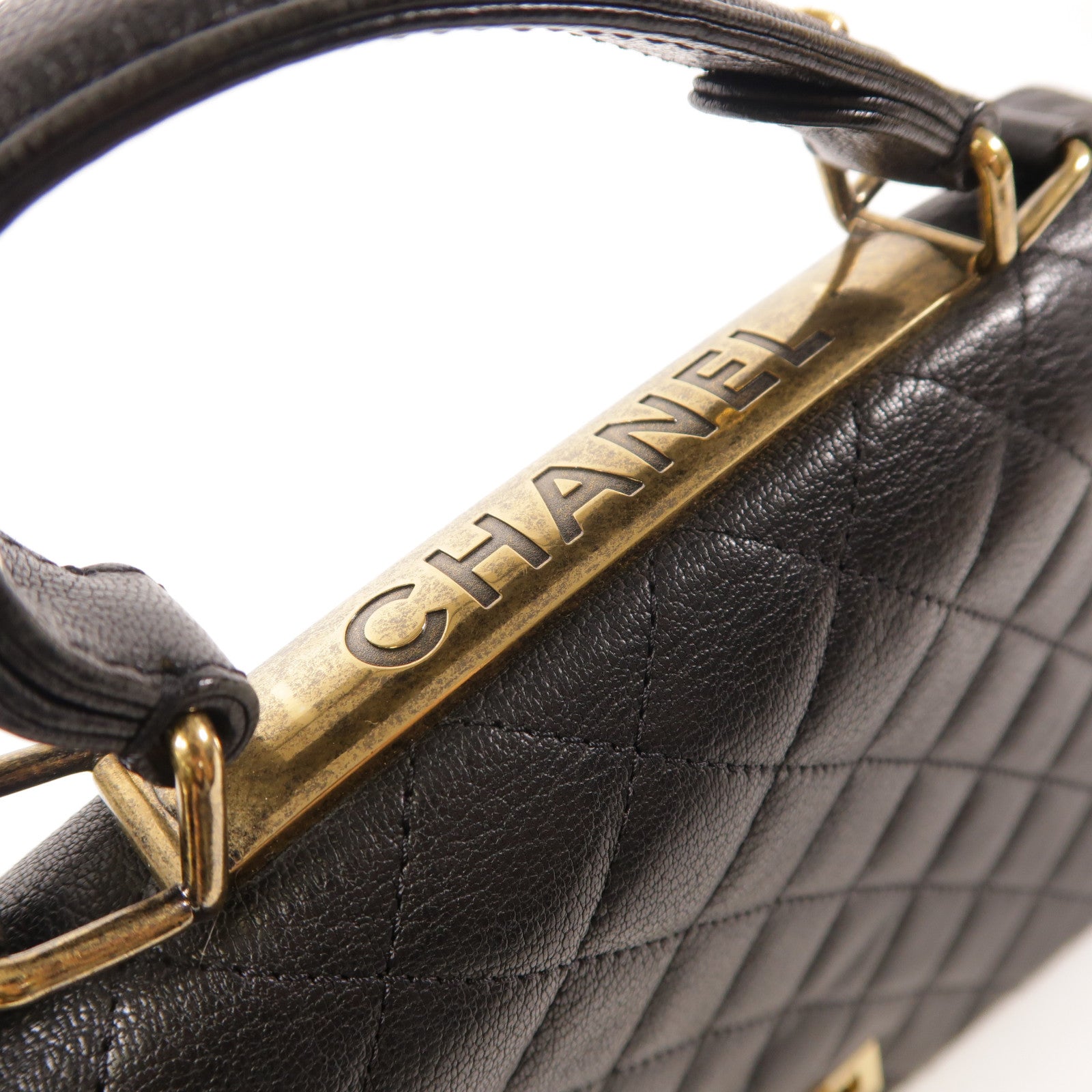 CHANEL 牛皮皮革2.55金扣鏈帶手挽肩背兩用袋