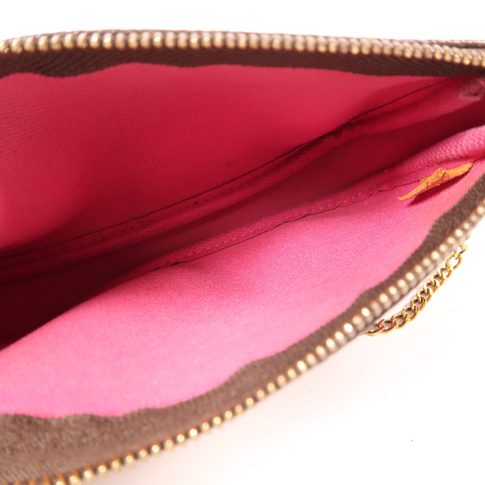 LOUIS VUITTON Monogram Mini Pochette Accessoires金扣手挽袋棕色/彩色