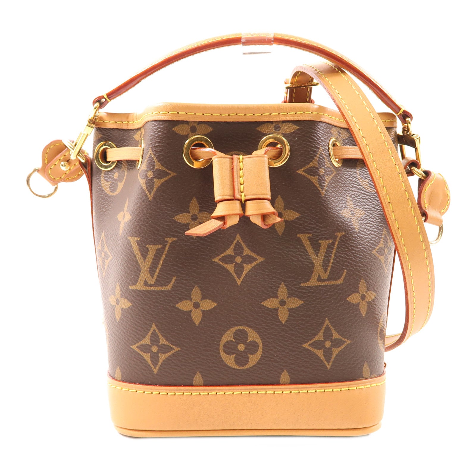 LOUIS VUITTON Monogram Nano Noe金扣手挽肩背兩用袋棕色