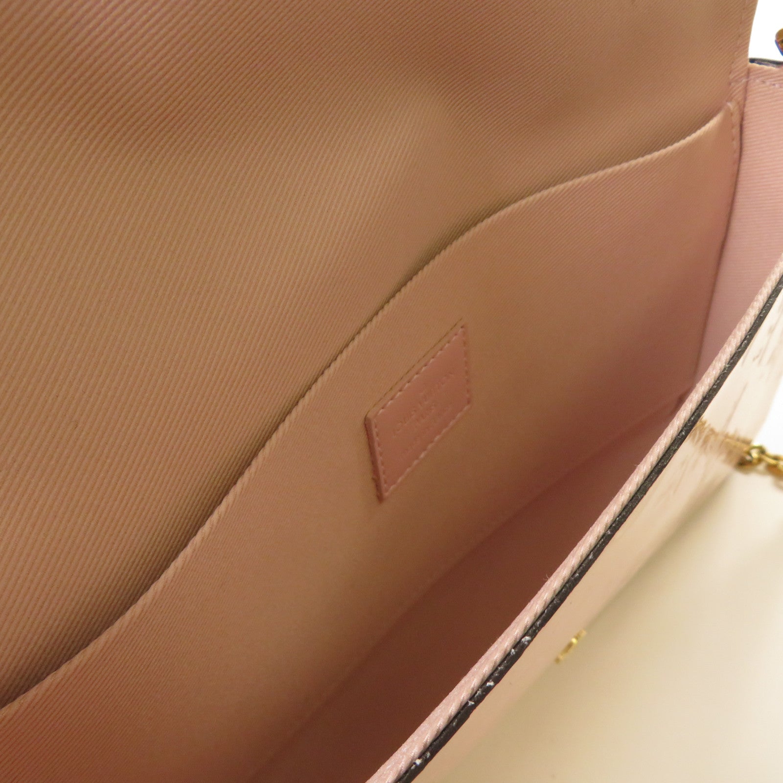 LOUIS VUITTON 【激減優惠】Monogram Vernis Pochette Felicie金扣鏈帶肩背袋粉紅色