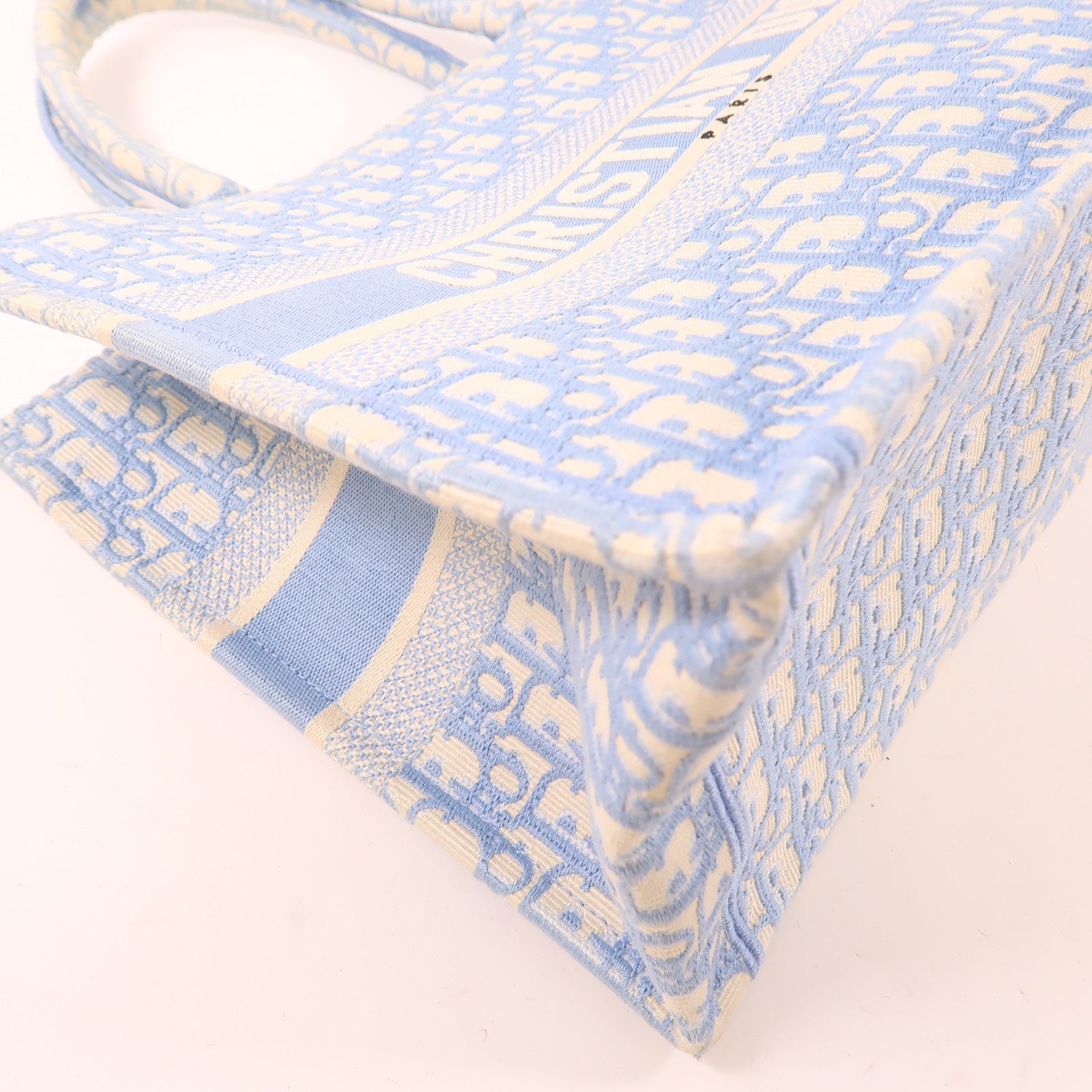 Dior CD Book Tote Medium Tote Bag Canvas Light Blue
