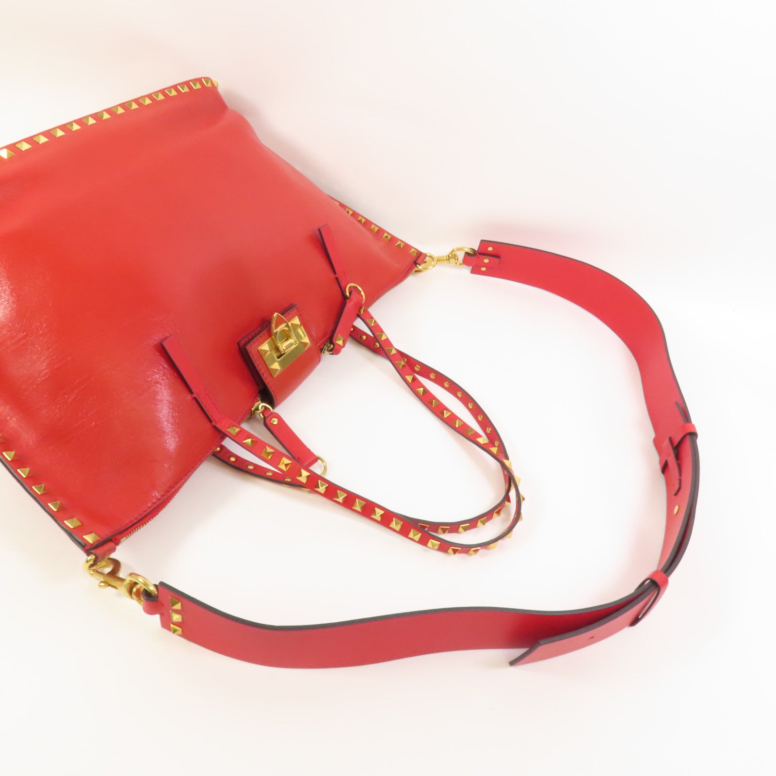 Valentino 牛皮皮革Shoulder Bag金扣手挽肩背兩用袋