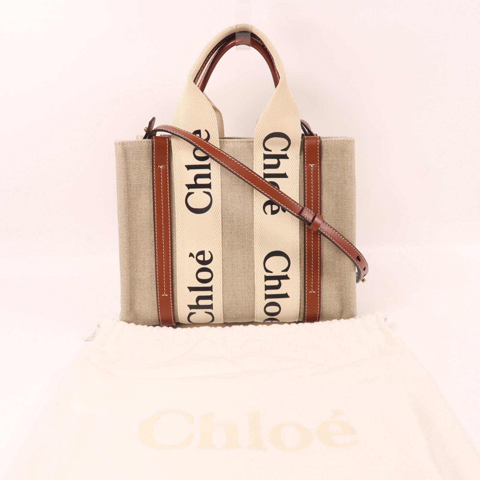 Chloe 帆布Shoulder Bag金扣肩背袋米色