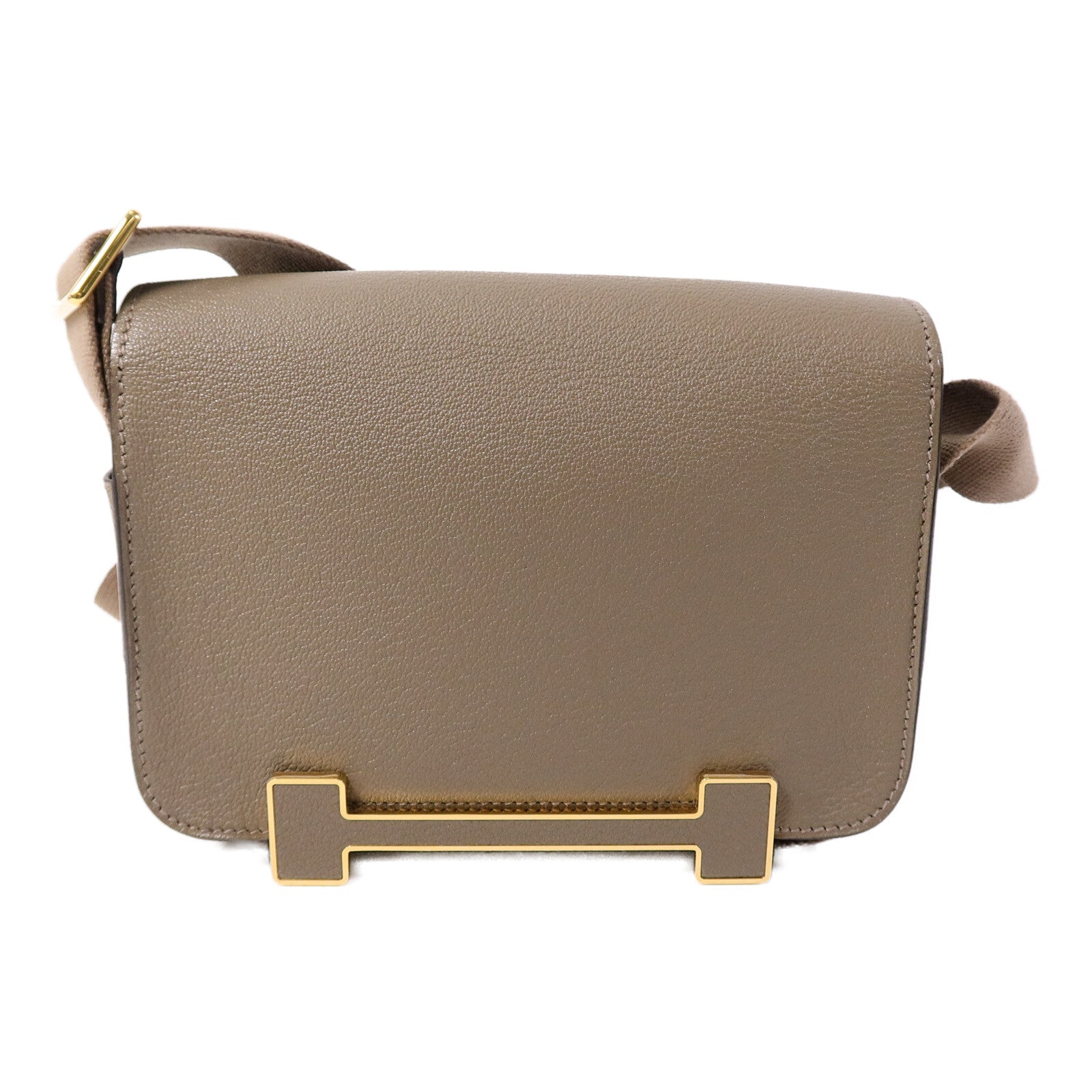 HERMES Chevre皮革Geta肩背袋Etoupe