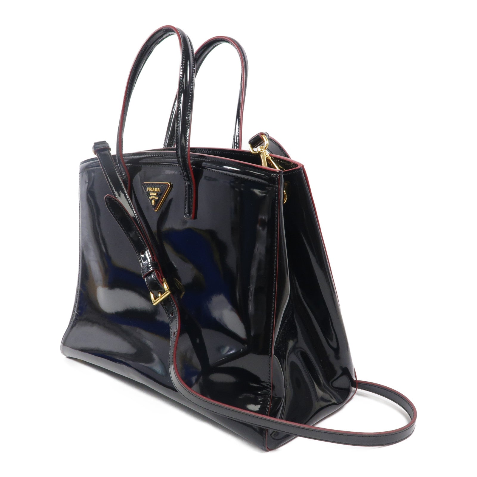 PRADA 漆皮皮革2 Way手挽肩背兩用袋