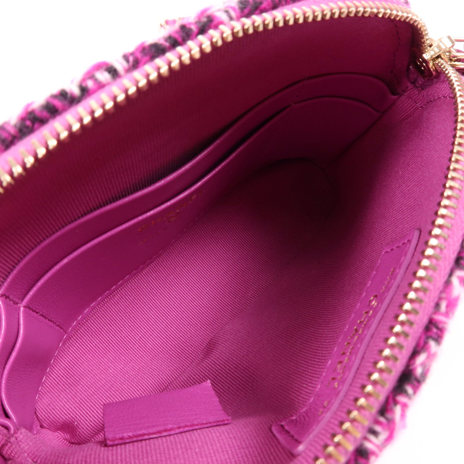 CHANEL 斜紋軟呢Mini Chain Bag金扣鏈帶肩背袋