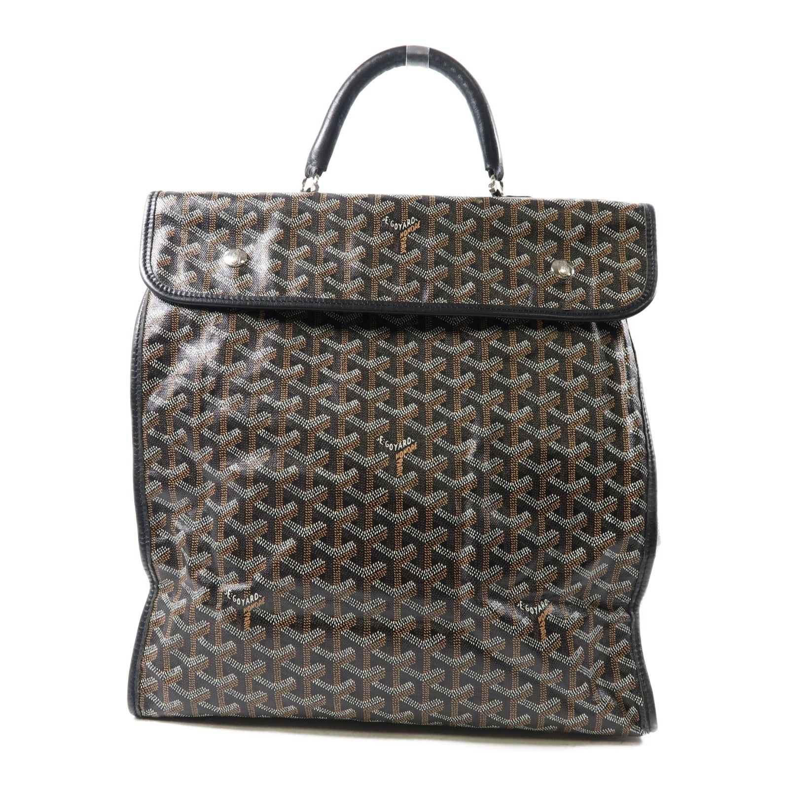 GOYARD 塗層帆布St. Lucie銀扣手挽袋黑色