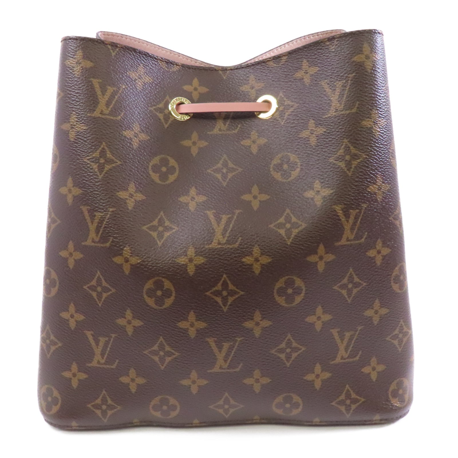 LOUIS VUITTON Monogram Neo Noe MM金扣肩背袋啡色/粉紅色