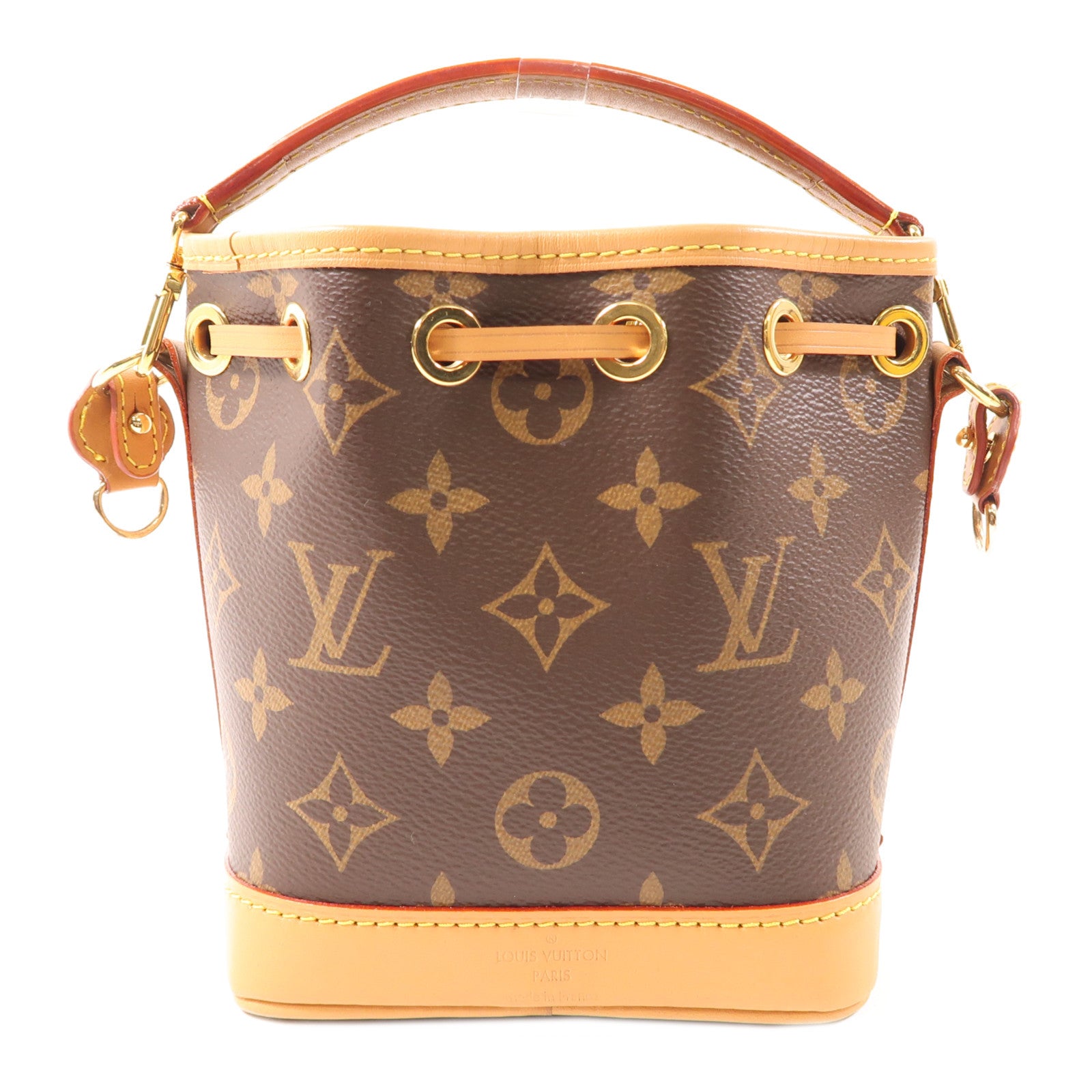 LOUIS VUITTON Monogram Nano Noe金扣手挽肩背兩用袋棕色