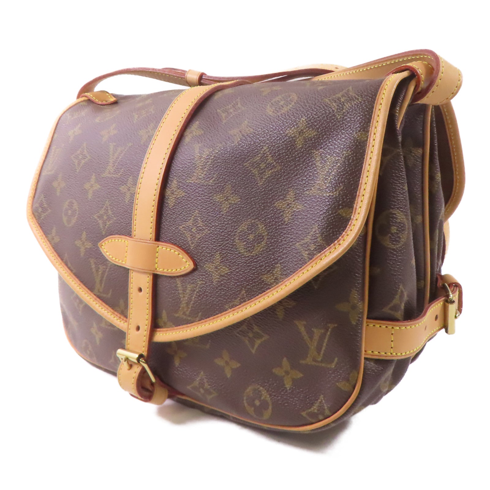 LOUIS VUITTON Monogram Saumur Messenger Bag金扣肩背袋啡色