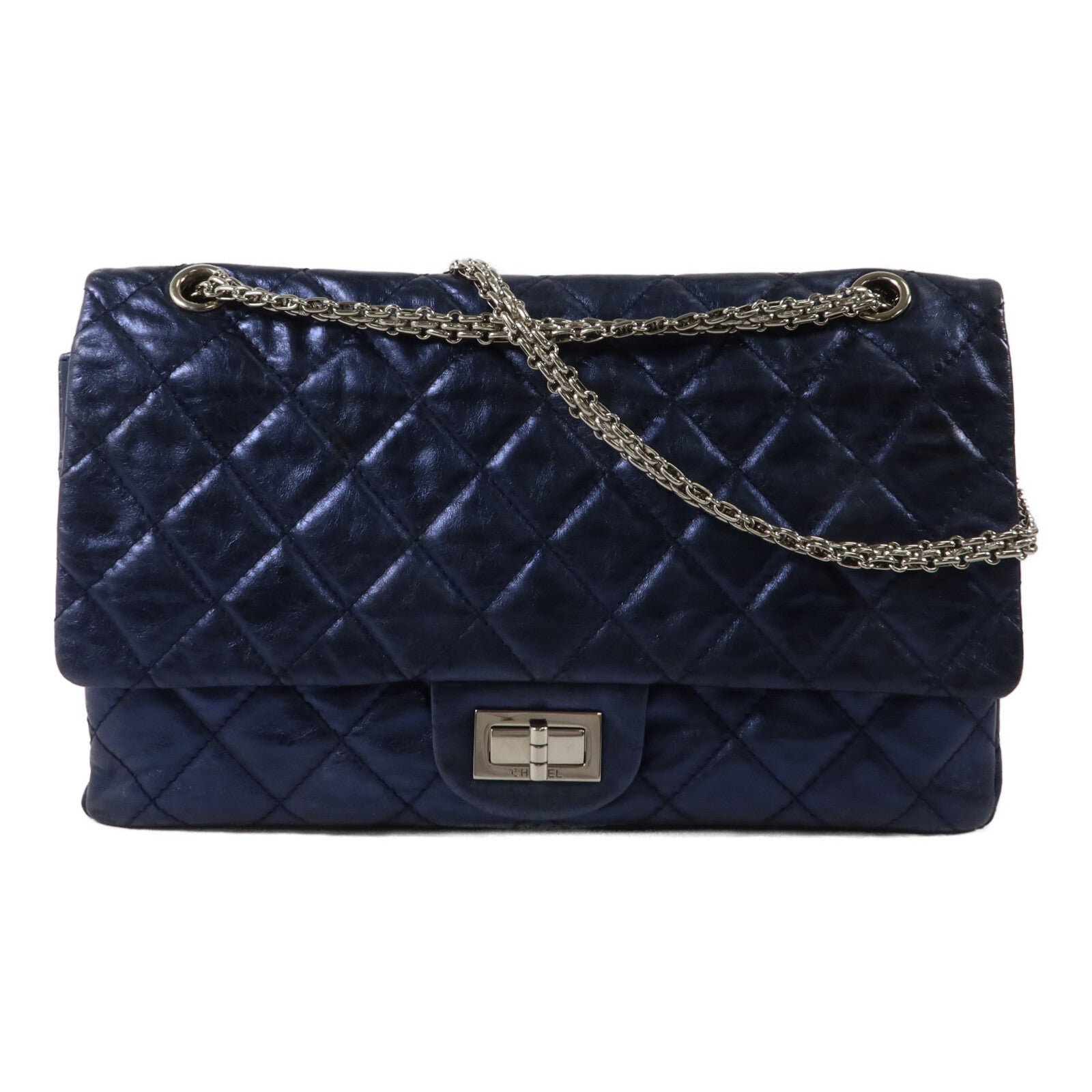 CHANEL 牛皮皮革2.55 Maxi鏈帶肩背袋