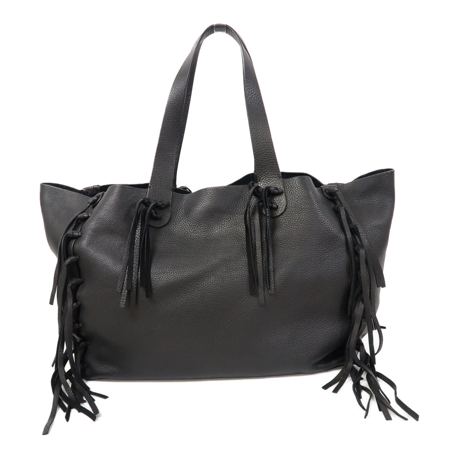 Valentino 【激減優惠】牛皮皮革Tote Bag金扣手挽袋黑色