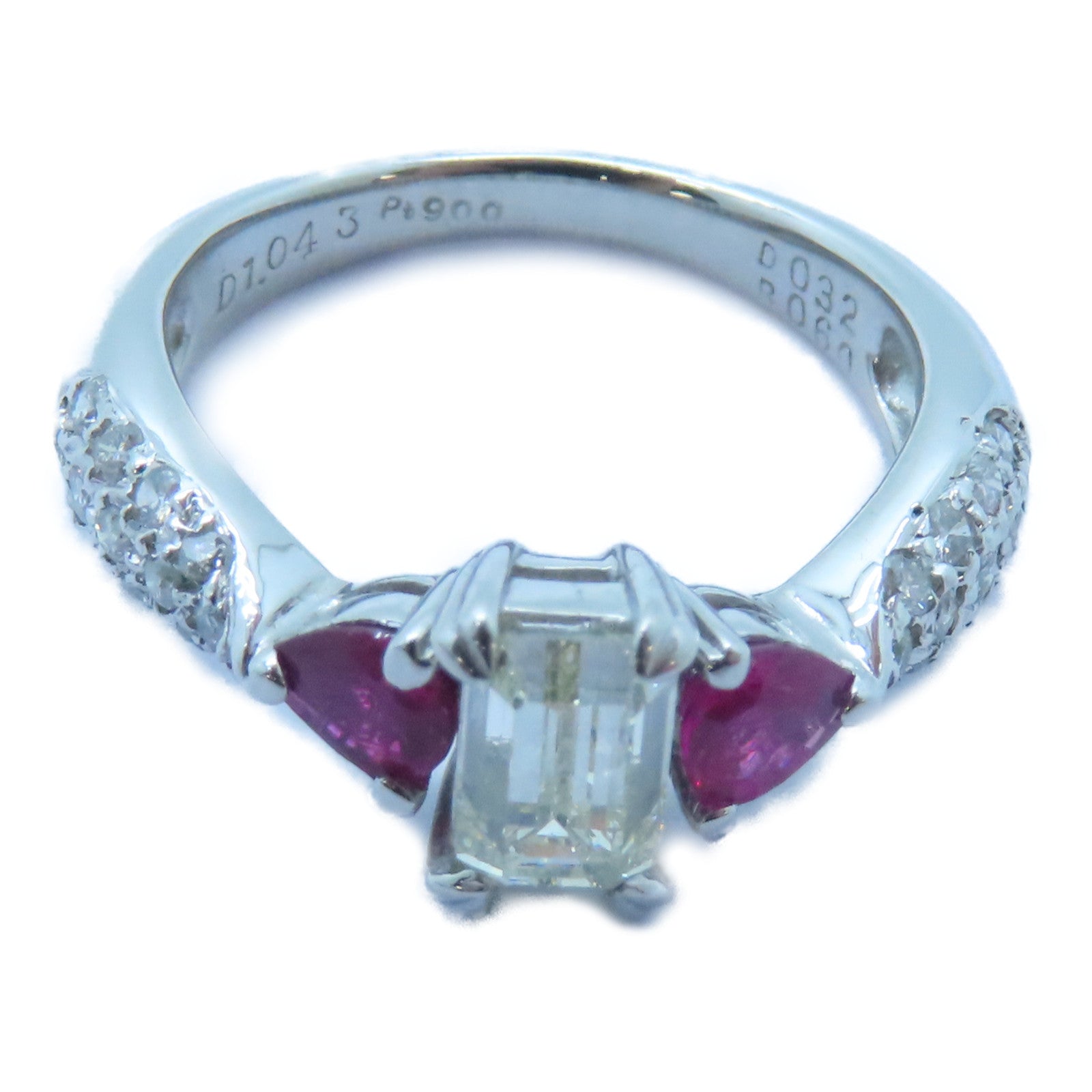 JEWELRY PT900鉑金Ruby Diamond Ring 0.60ct紅寶石/1.043ct鑽石戒指US#6.75