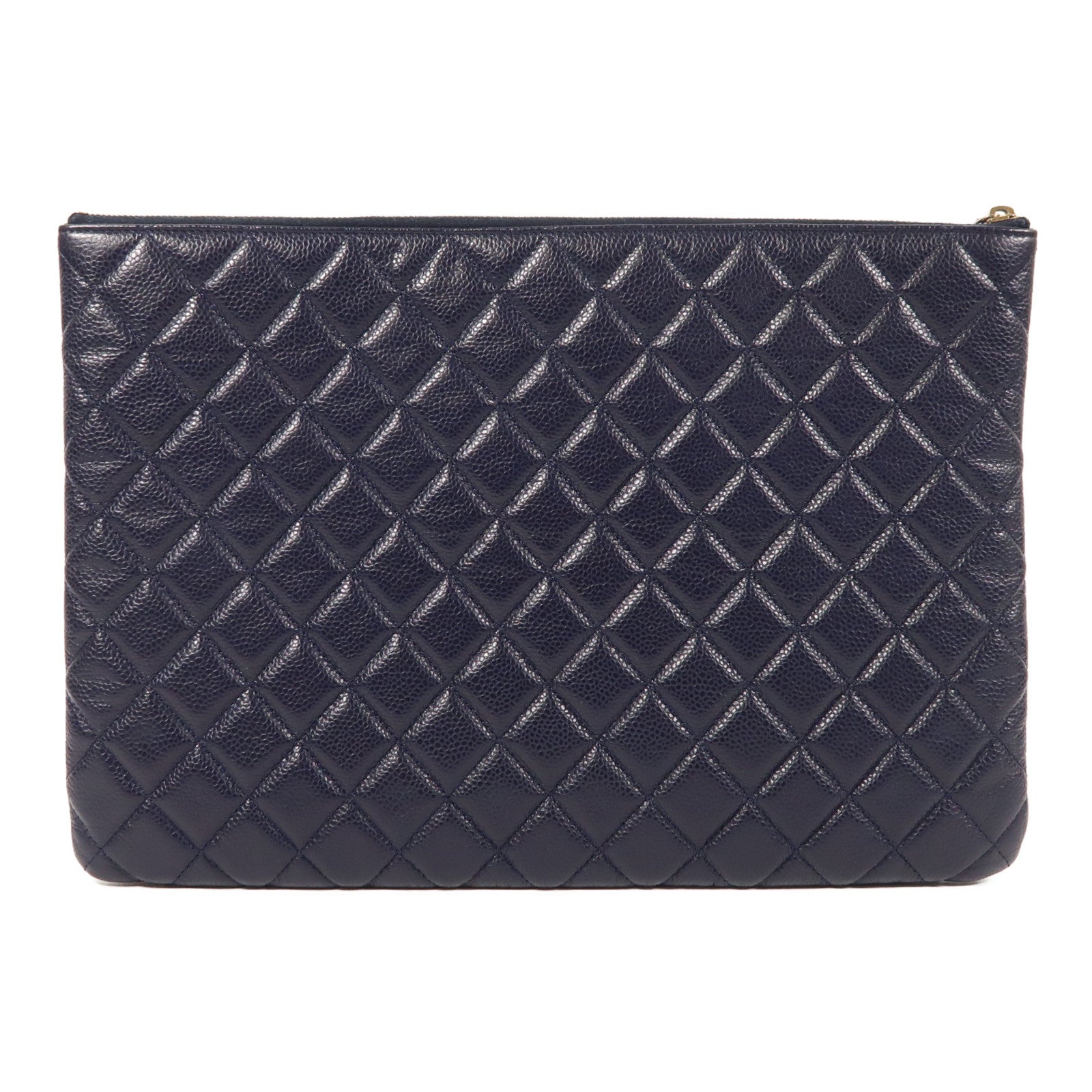 CHANEL CC GHW Pouch Calfskin Leather Navy