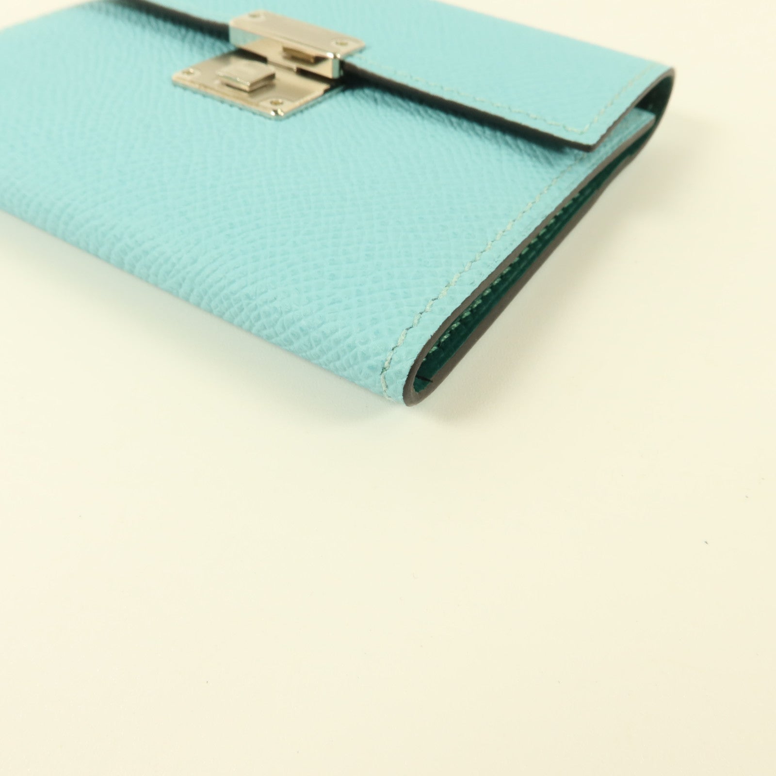 HERMES Epsom皮革Clic 12 Card Holder卡片套Bleu Atoll/Malachite