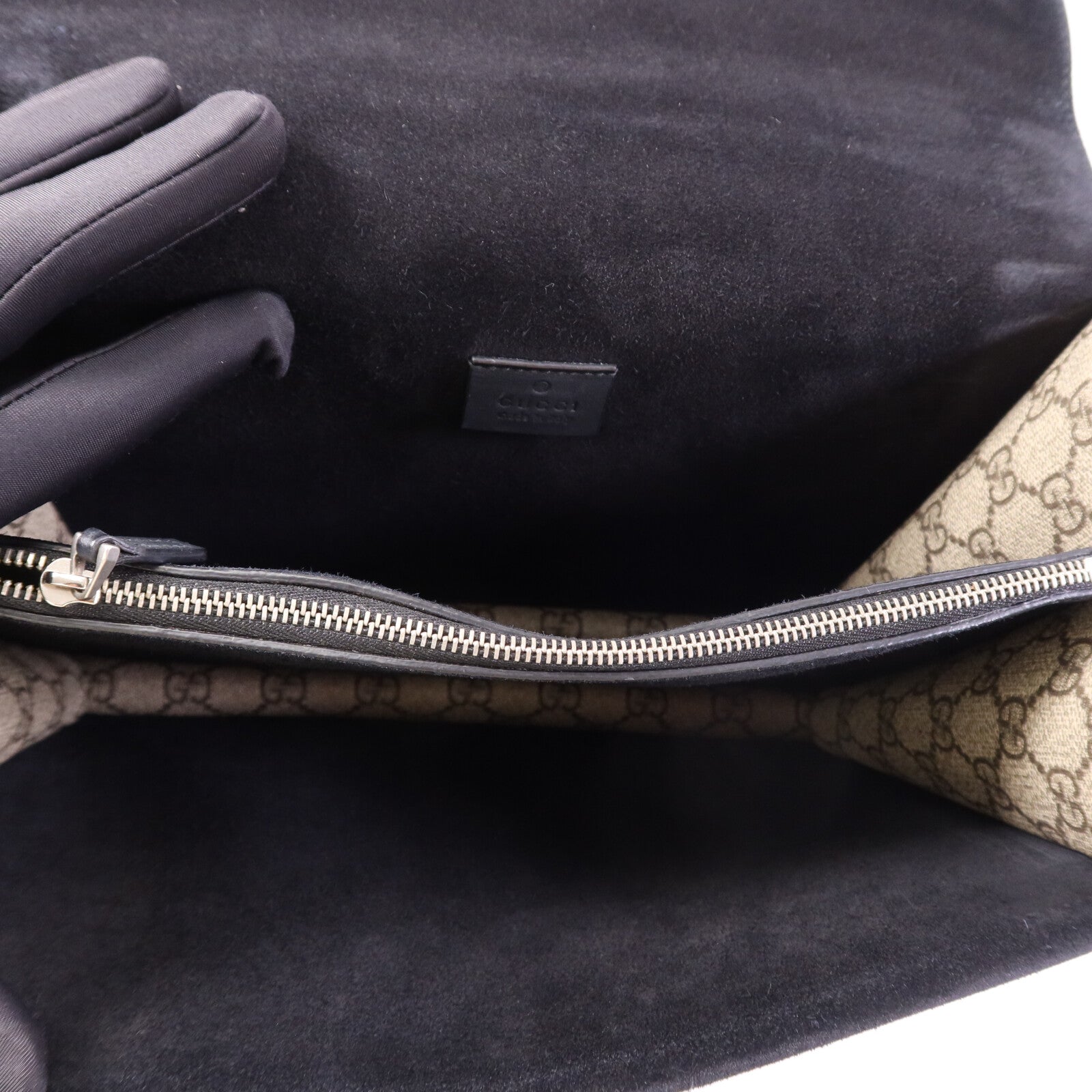 GUCCI 塗層帆布Dionysus Medium銀扣肩背袋