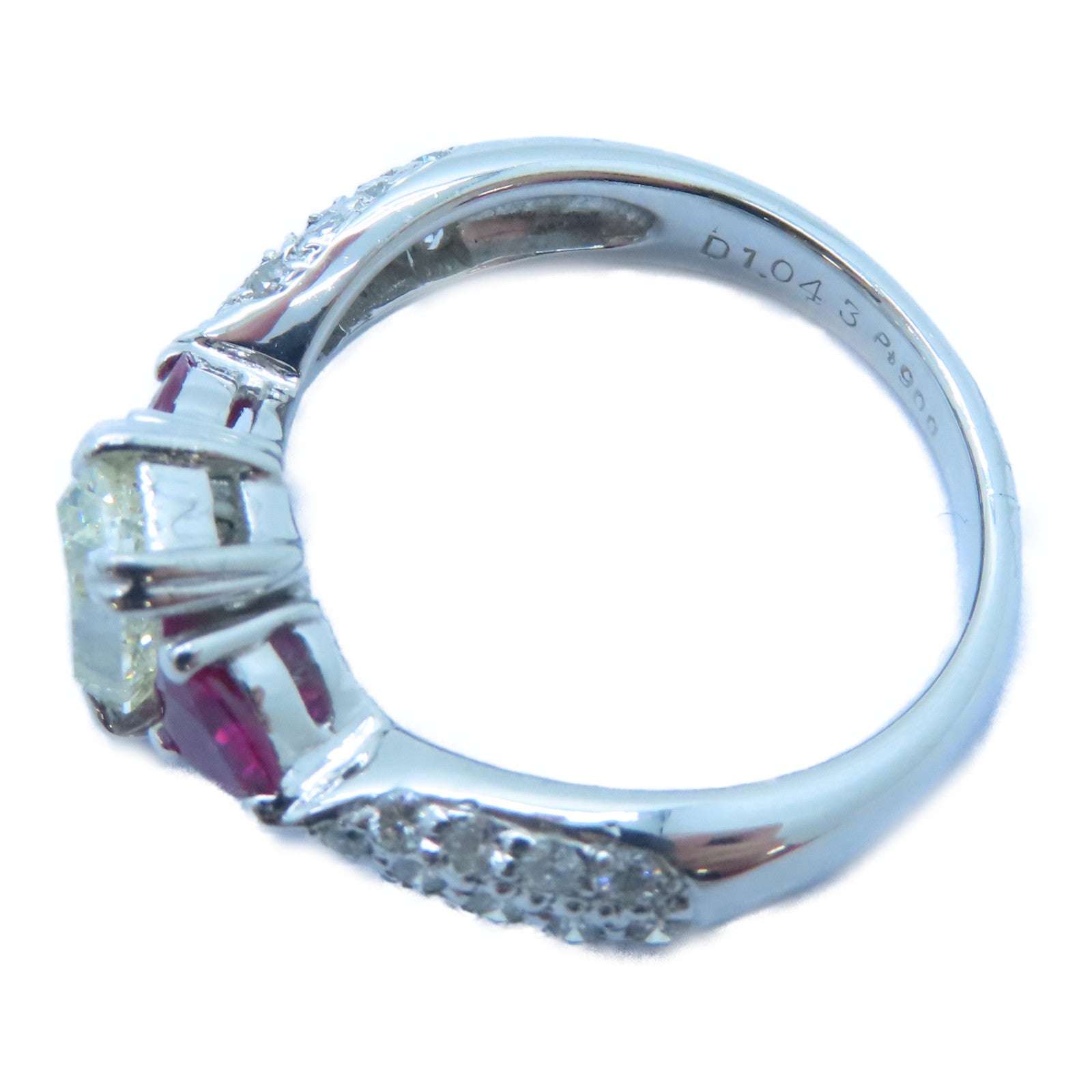 JEWELRY PT900鉑金Ruby Diamond Ring 0.60ct紅寶石/1.043ct鑽石戒指US#6.75