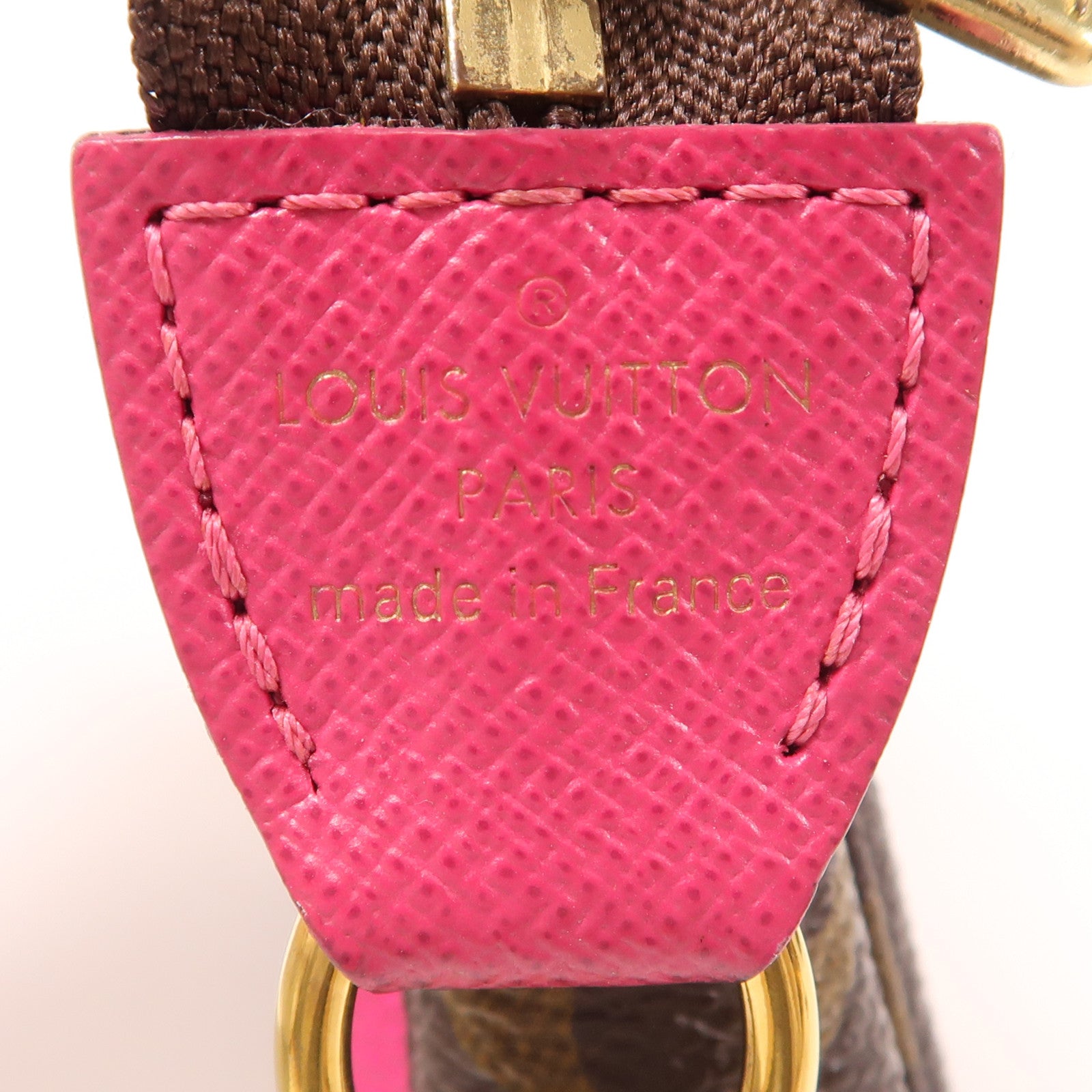LOUIS VUITTON Monogram Mini Pochette Accessoires金扣手挽袋棕色/彩色