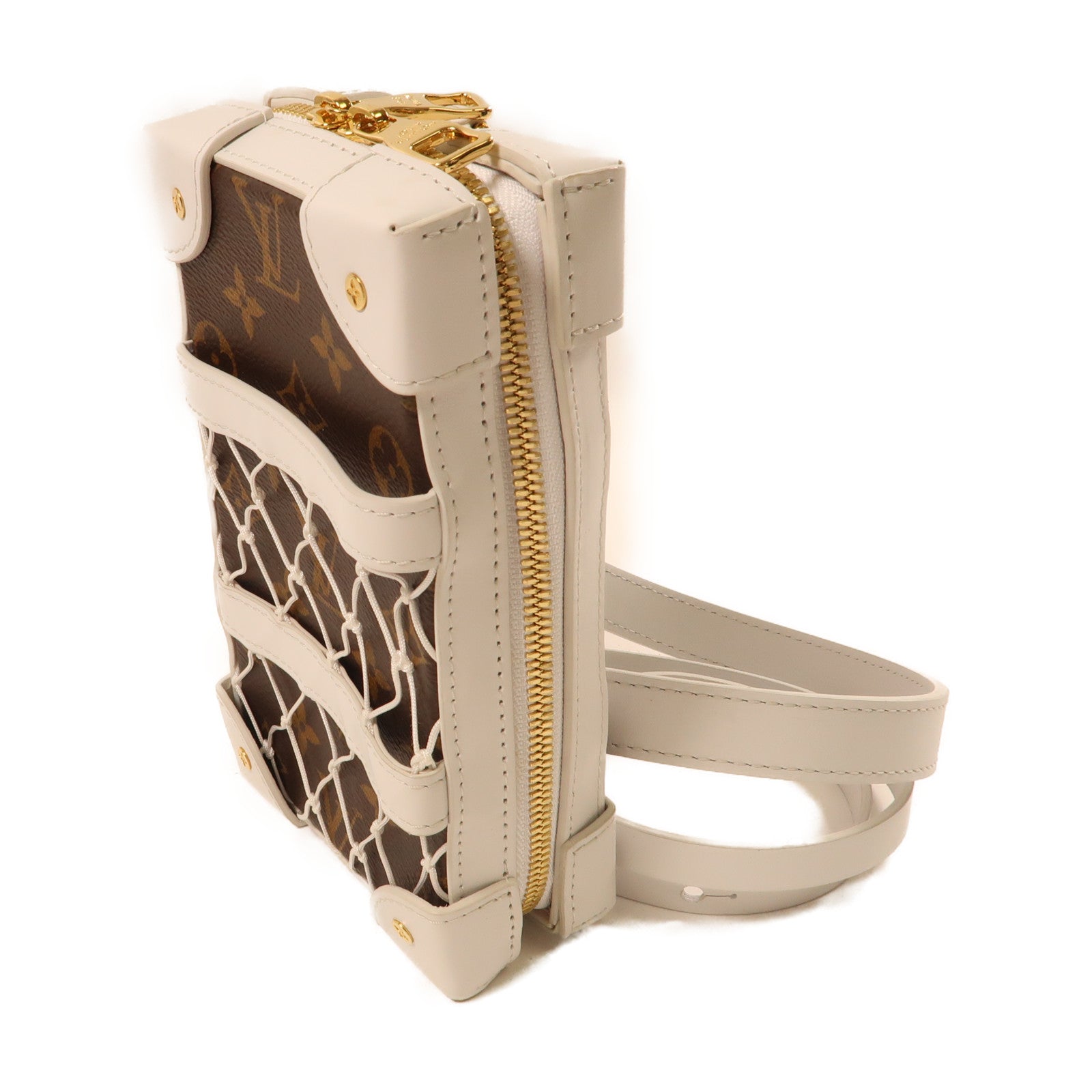 LOUIS VUITTON 【激減優惠】Monogram/皮革LV X NBA Soft Trunk金扣肩背袋啡色/白色