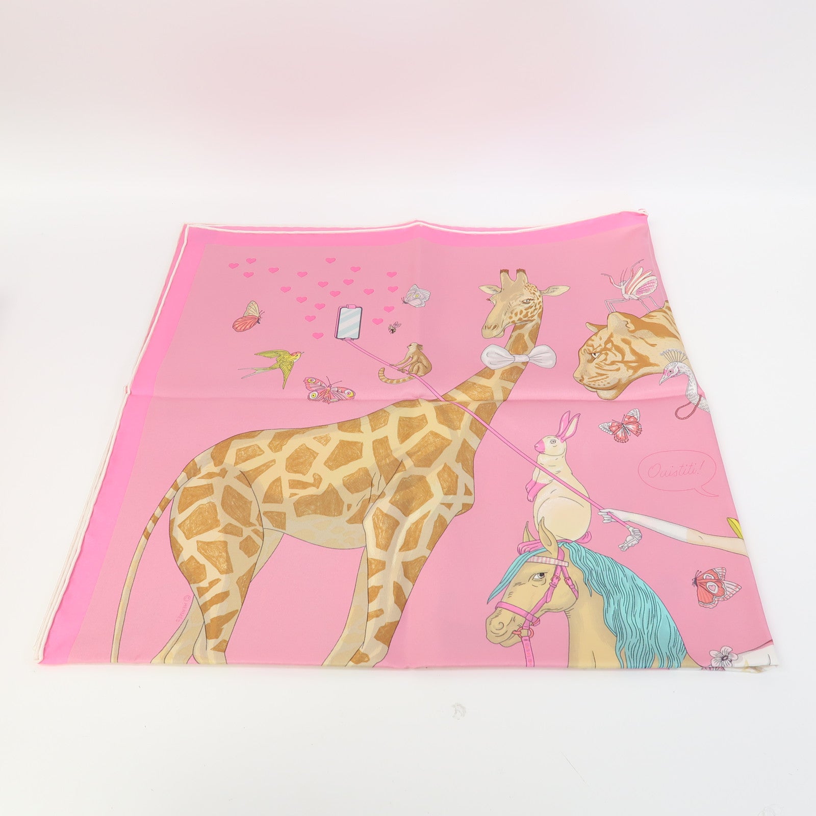 HERMES 絲質Scarf 90X90絲巾粉紅色