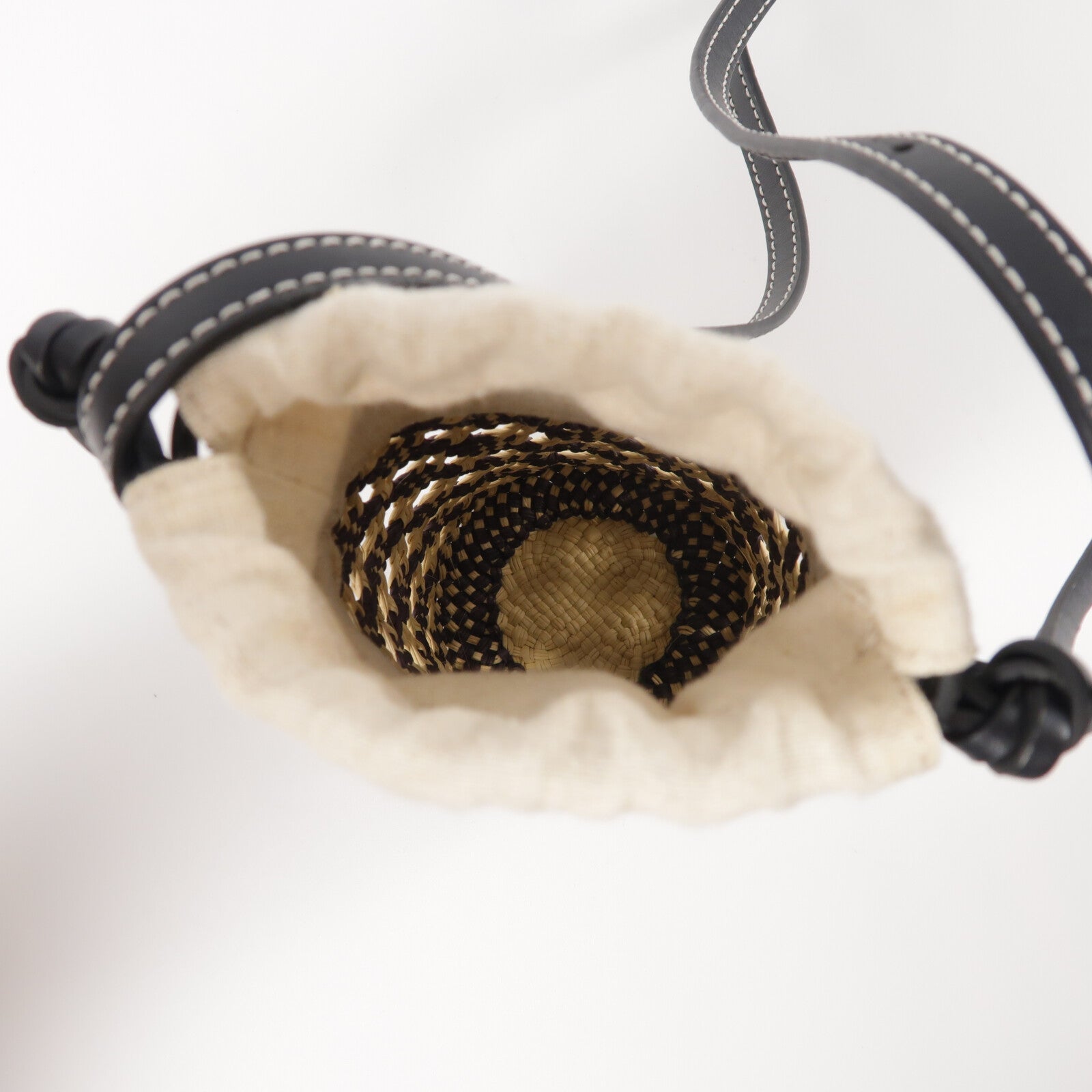 LOEWE Raffia/牛皮皮革Cylinder Pocket肩背袋
