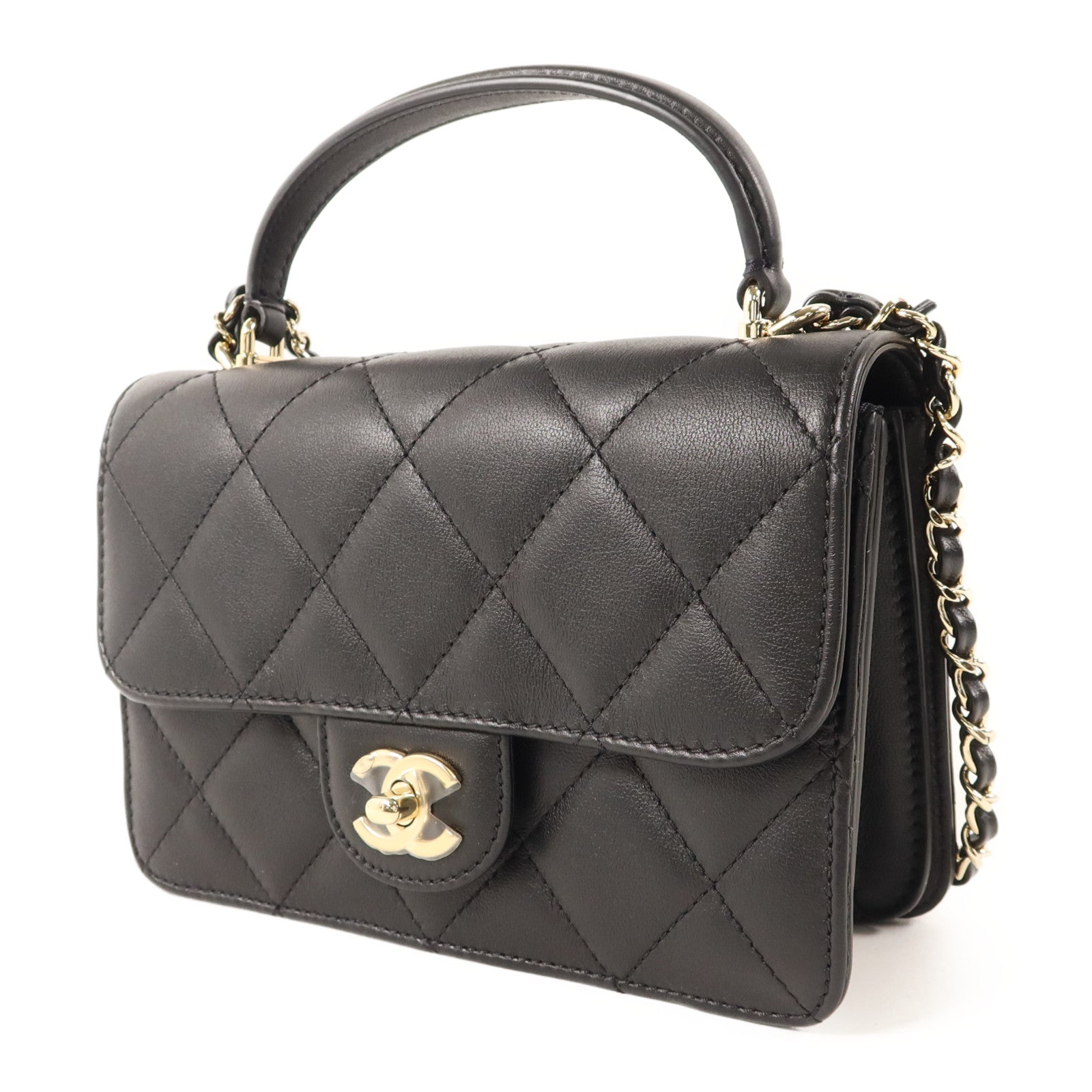 CHANEL 牛皮皮革Co Co Lady Flap Bag金扣手挽肩背兩用袋
