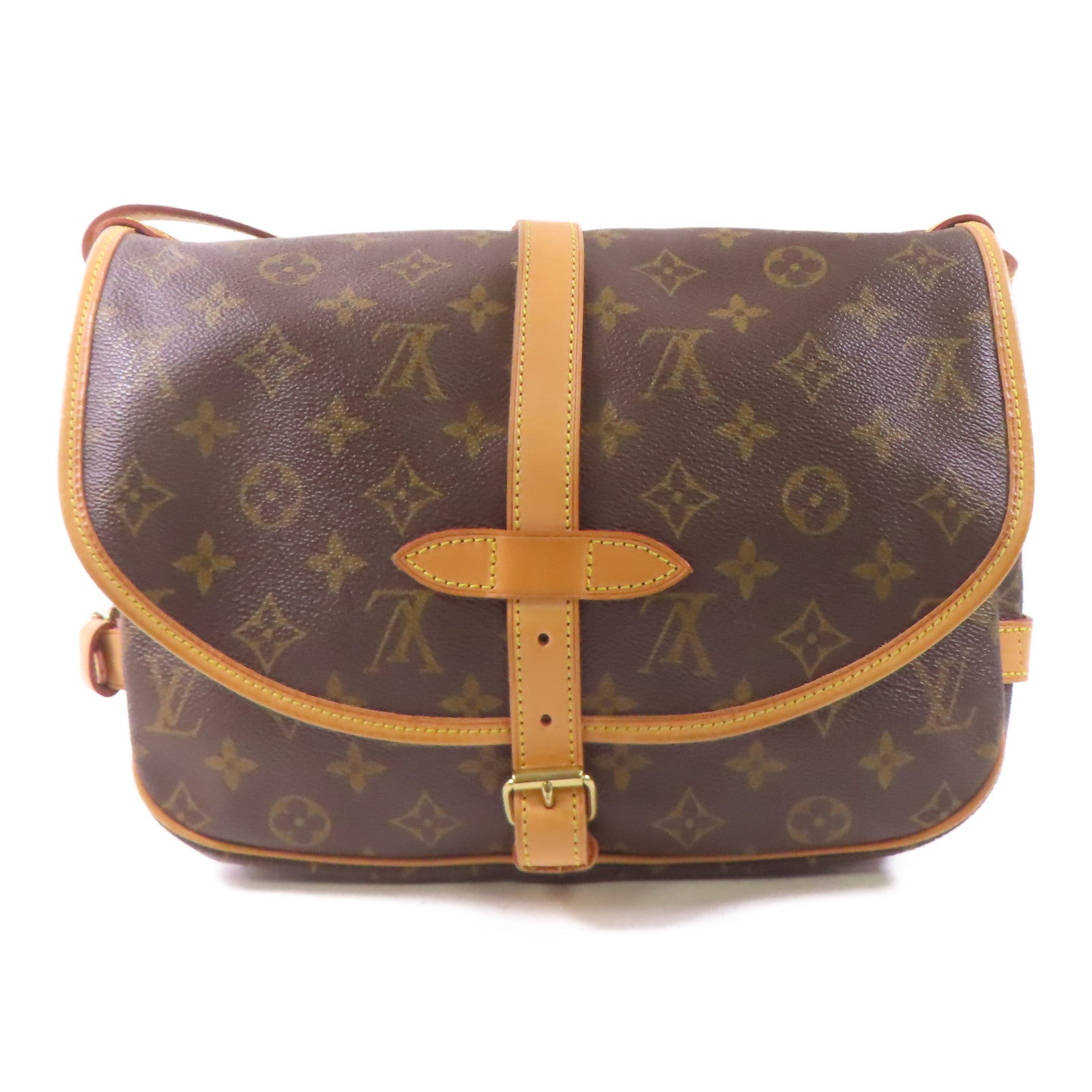 LOUIS VUITTON Monogram Saumur Messenger Bag金扣肩背袋啡色