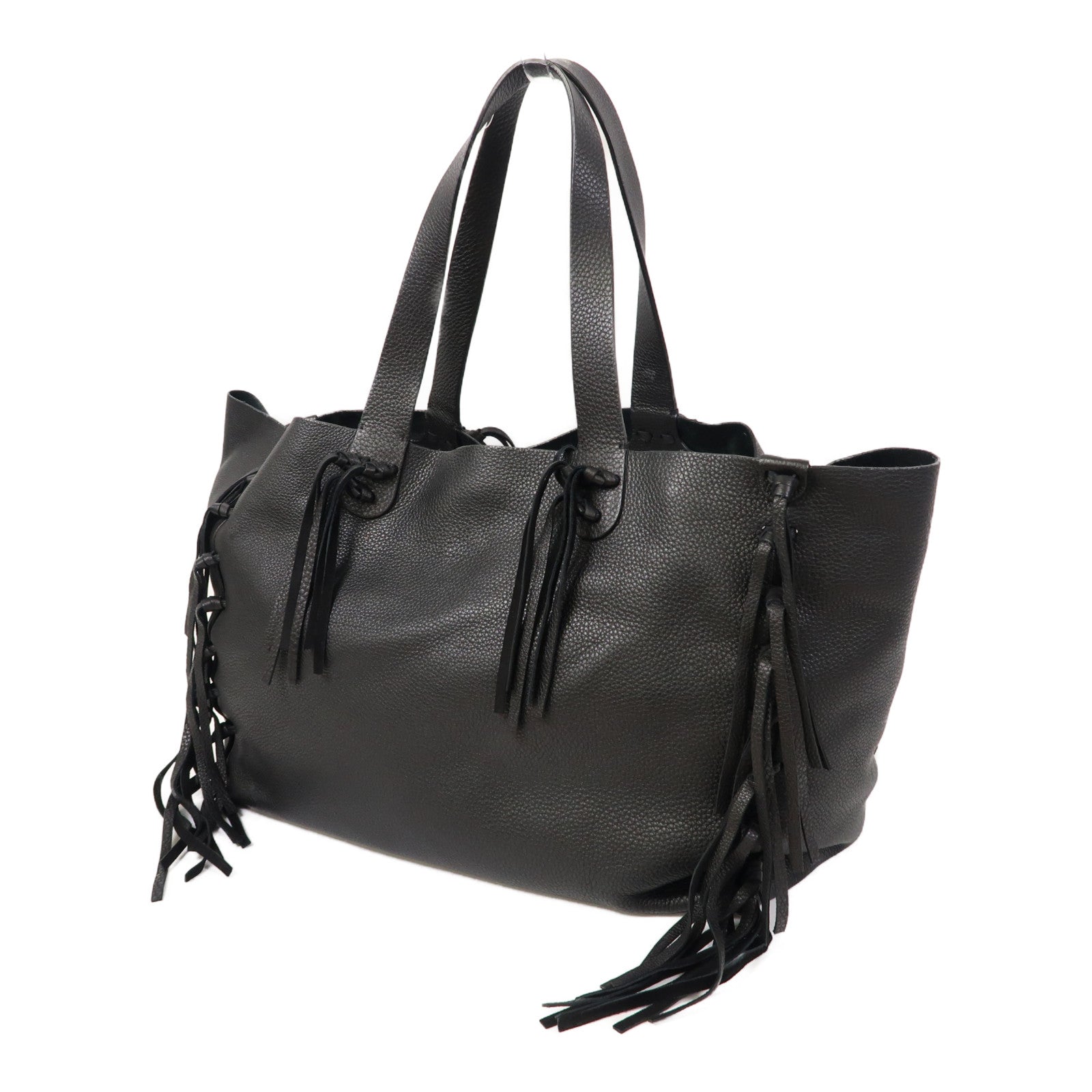 Valentino 【激減優惠】牛皮皮革Tote Bag金扣手挽袋黑色