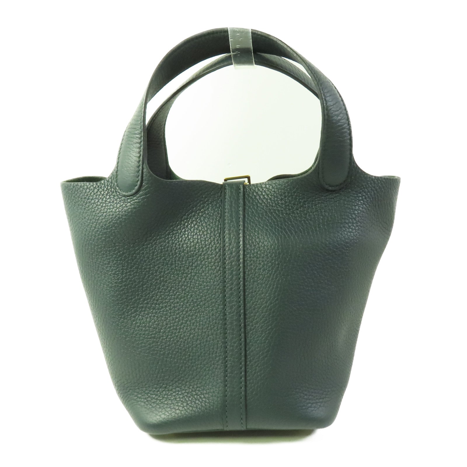HERMES GHW Picotin PM Tote Bag Clemence Leather Vert Cypres