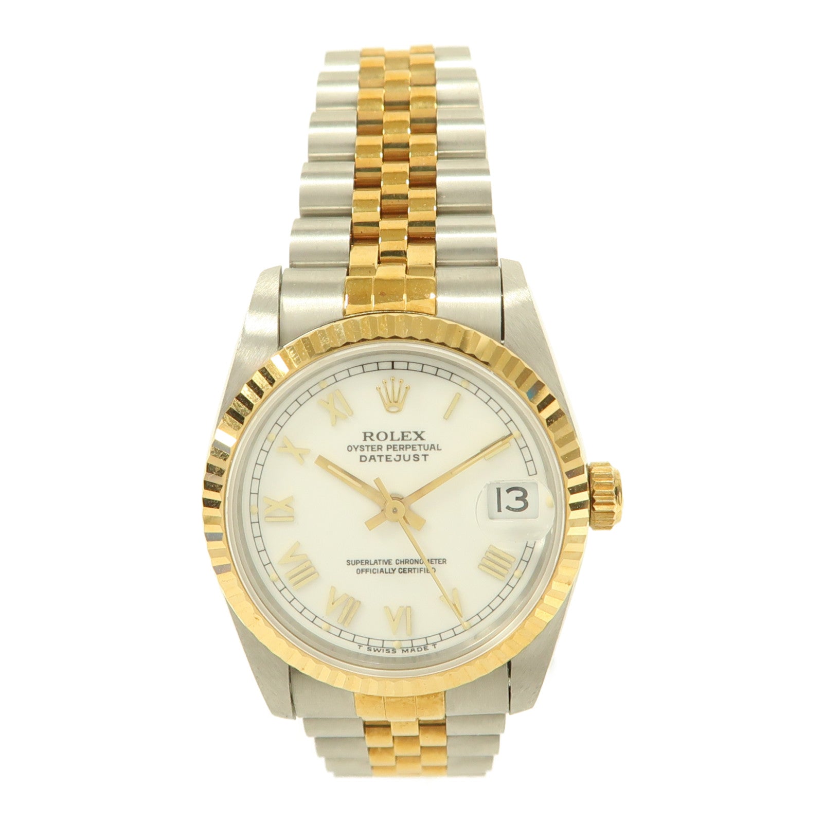 ROLEX Datejust 31(1996)18K黃金/不鏽鋼手錶自動機芯白色