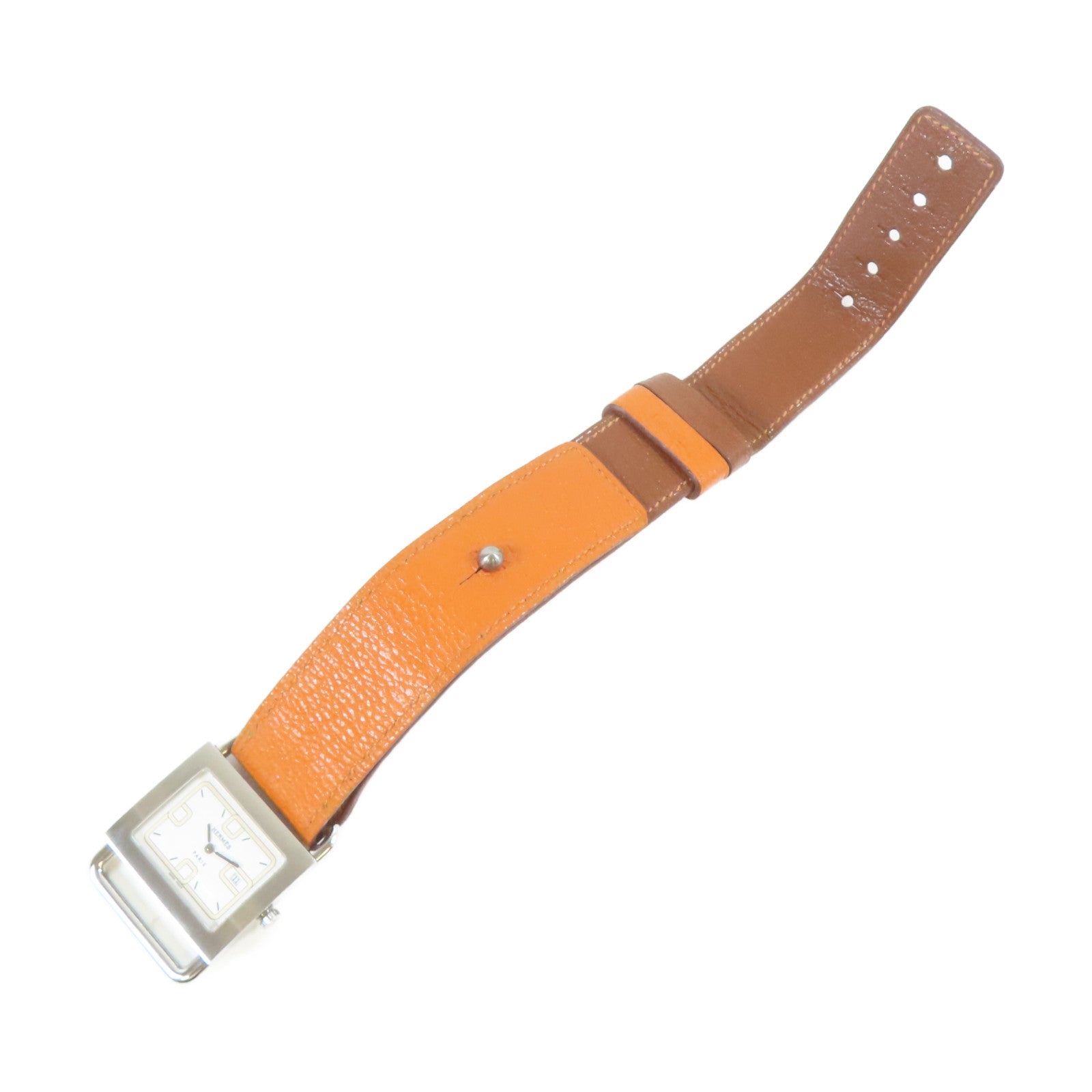 HERMES Watch不鏽鋼/皮革手錶石英機芯白色#15.25cm