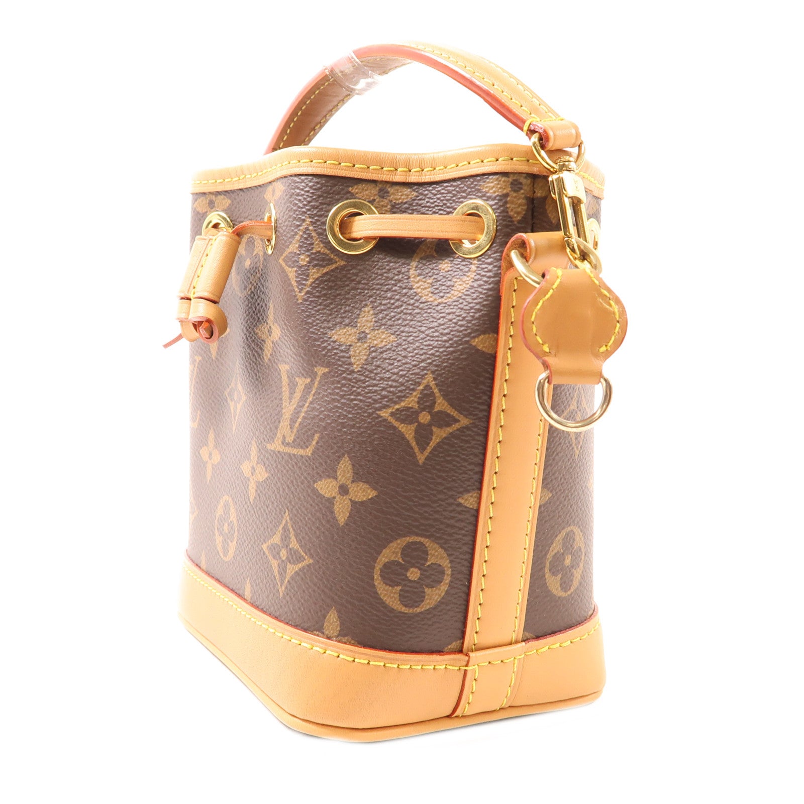 LOUIS VUITTON Monogram Nano Noe金扣手挽肩背兩用袋棕色