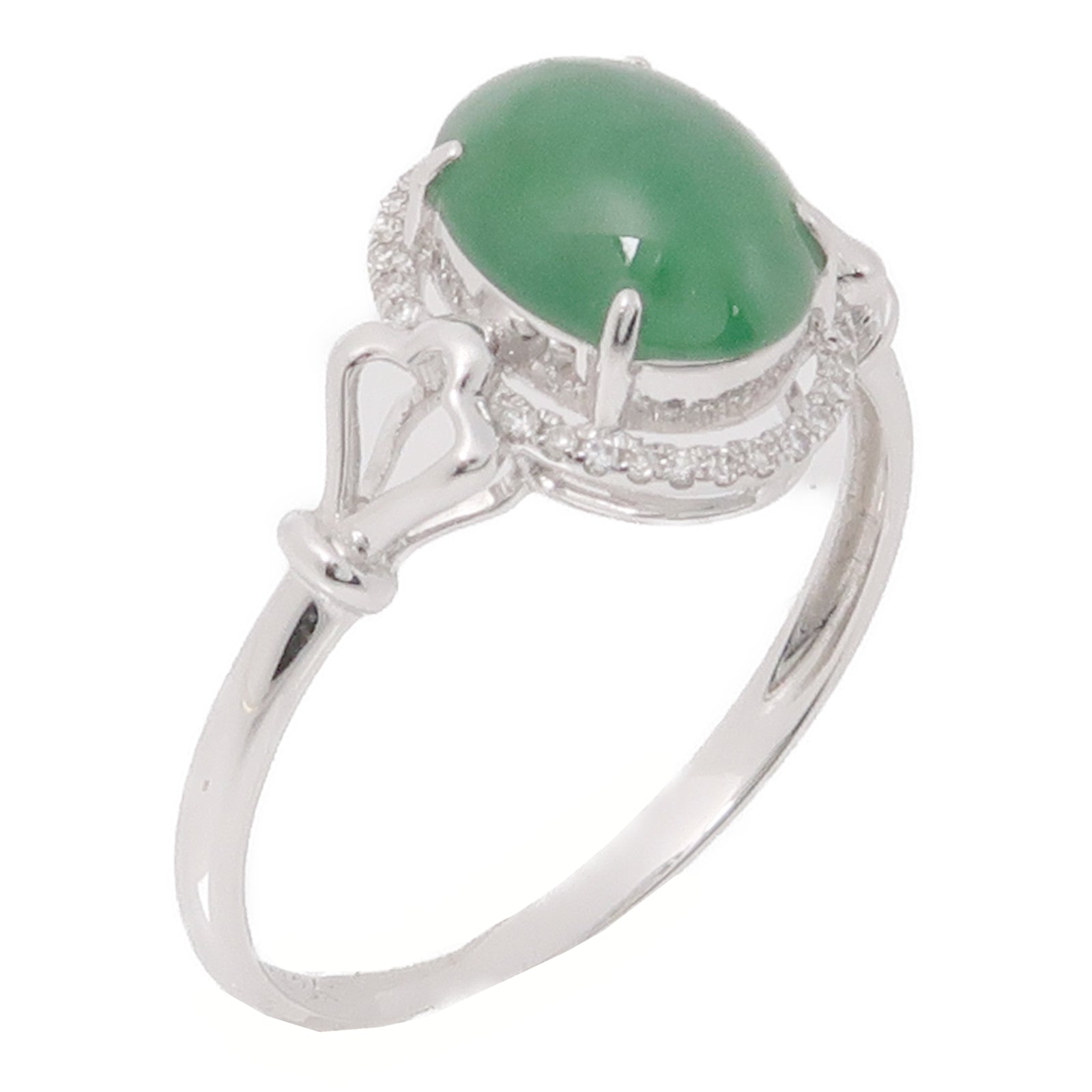 JEWELRY 18K白金Jade/Diamond Ring翡翠/鑽石戒指US#6.75