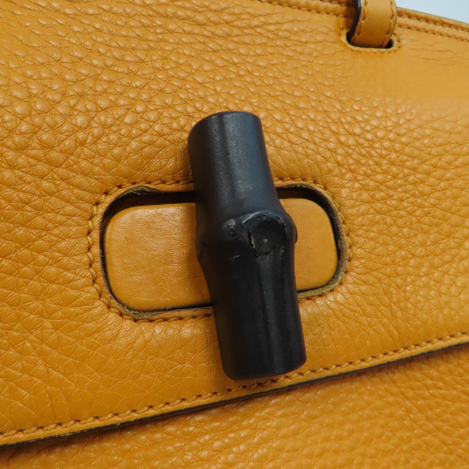 GUCCI 牛皮皮革Bamboo Daily銀扣手挽肩背兩用袋橙色