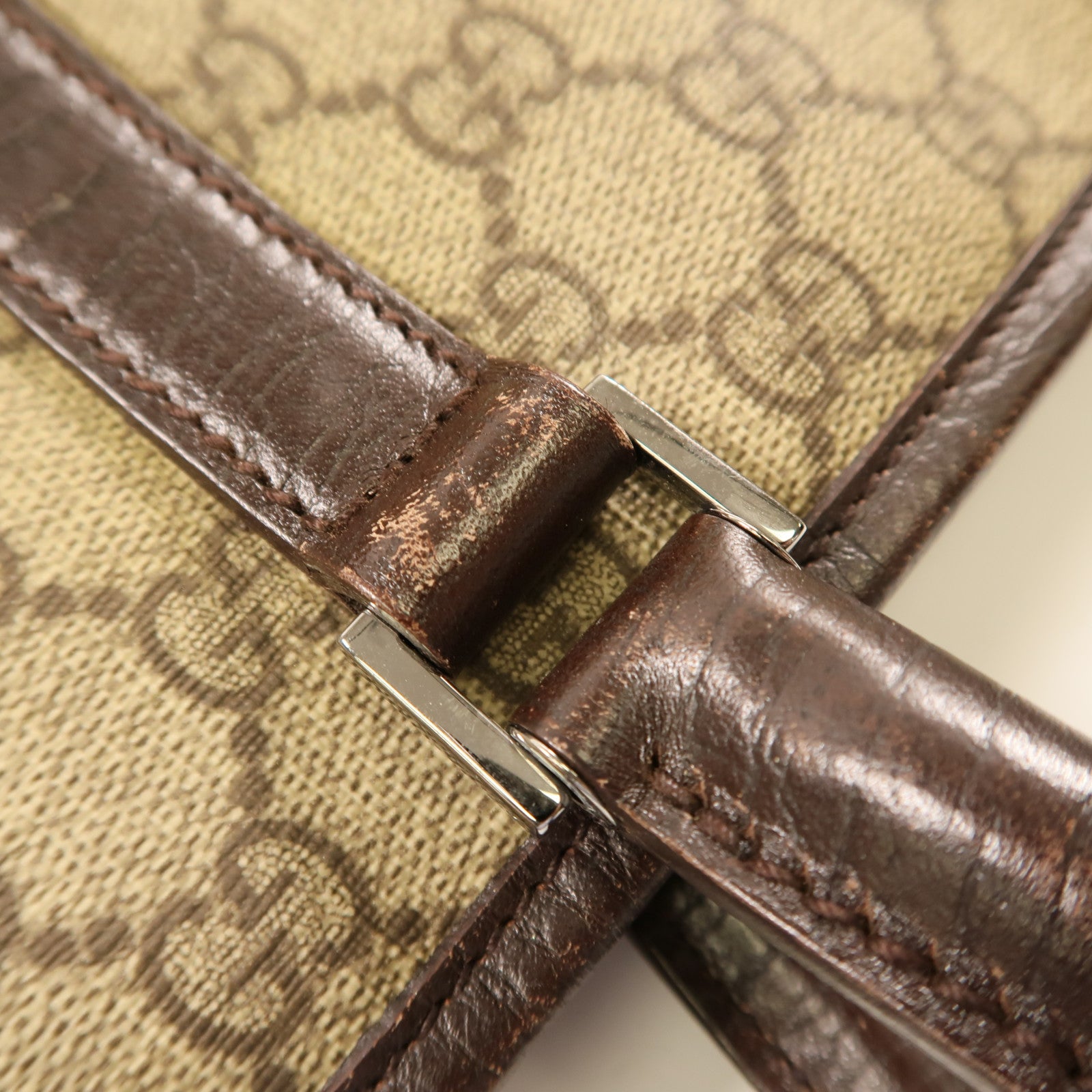 GUCCI 塗層帆布GG Plus Tote Bag銀扣手挽袋米色