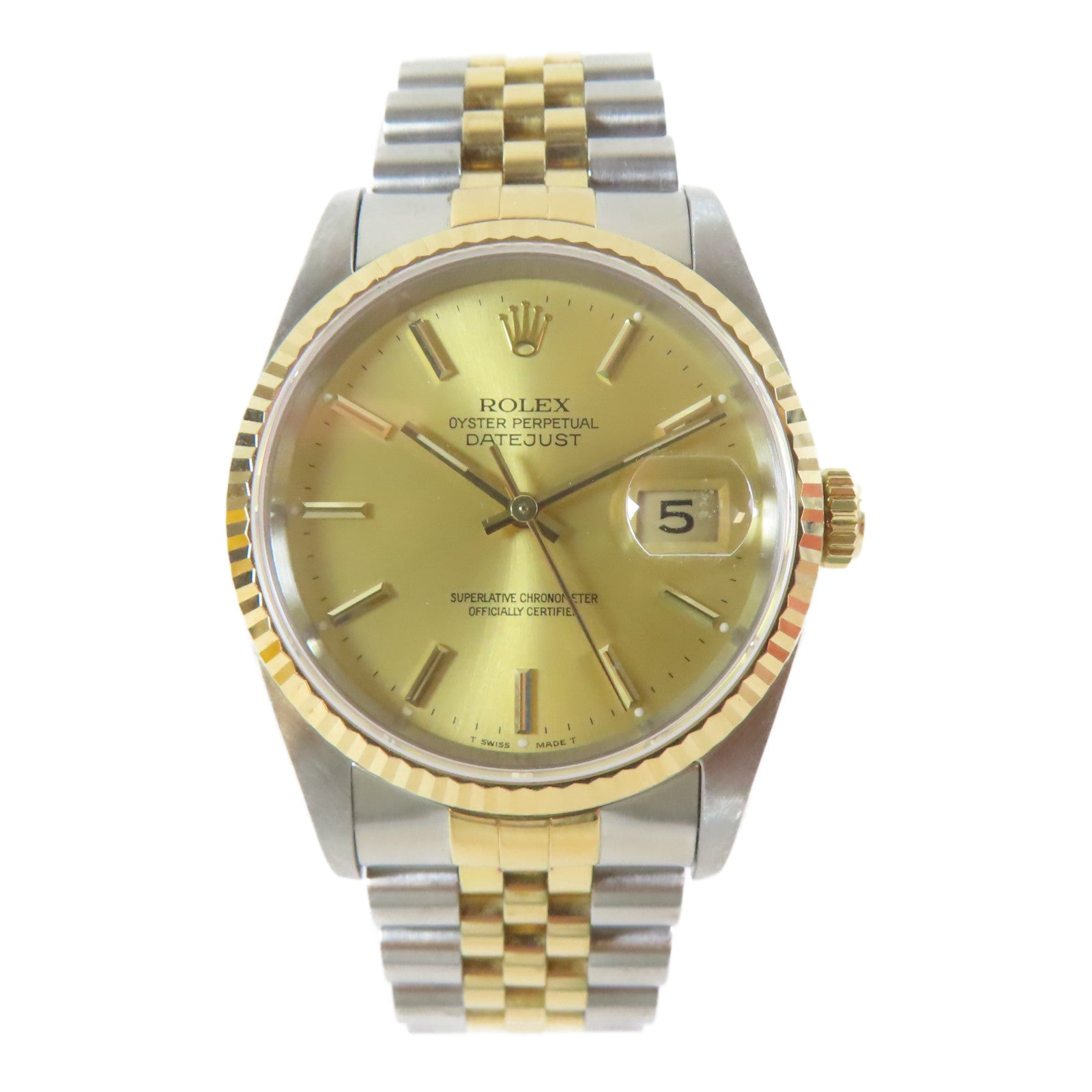 ROLEX Datejust不鏽鋼/18K黃金手錶自動機芯金色