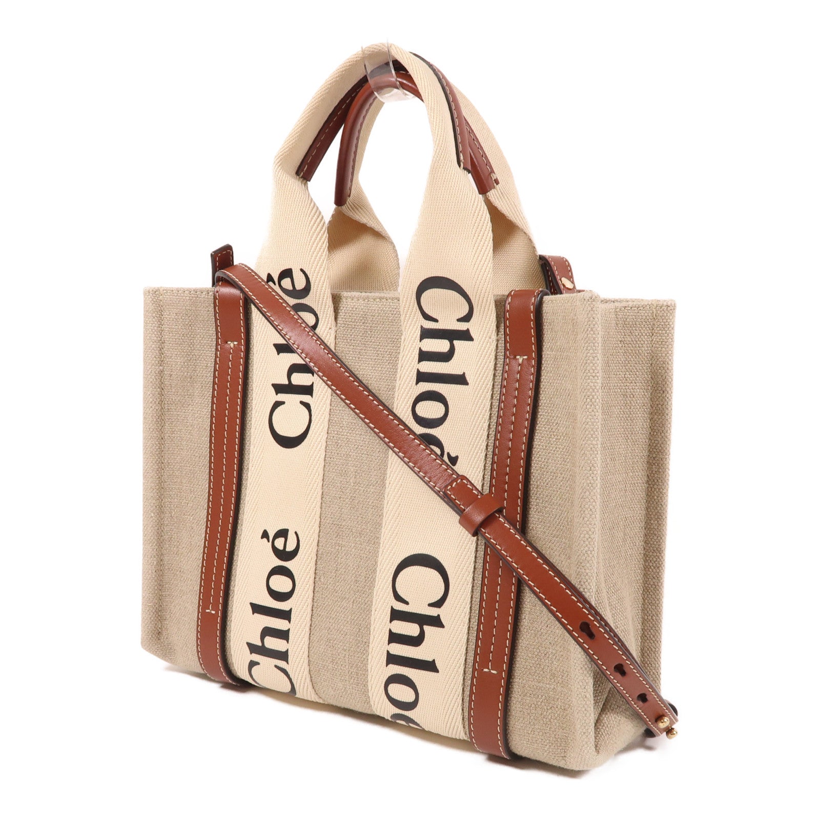 Chloe 帆布Shoulder Bag金扣肩背袋米色