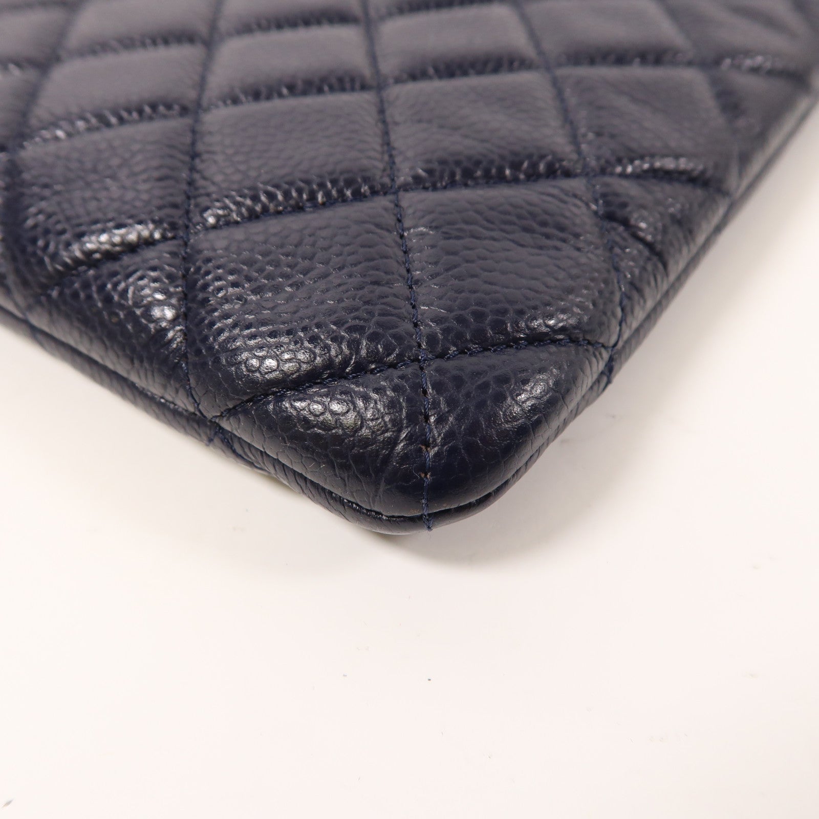 CHANEL CC GHW Pouch Calfskin Leather Navy