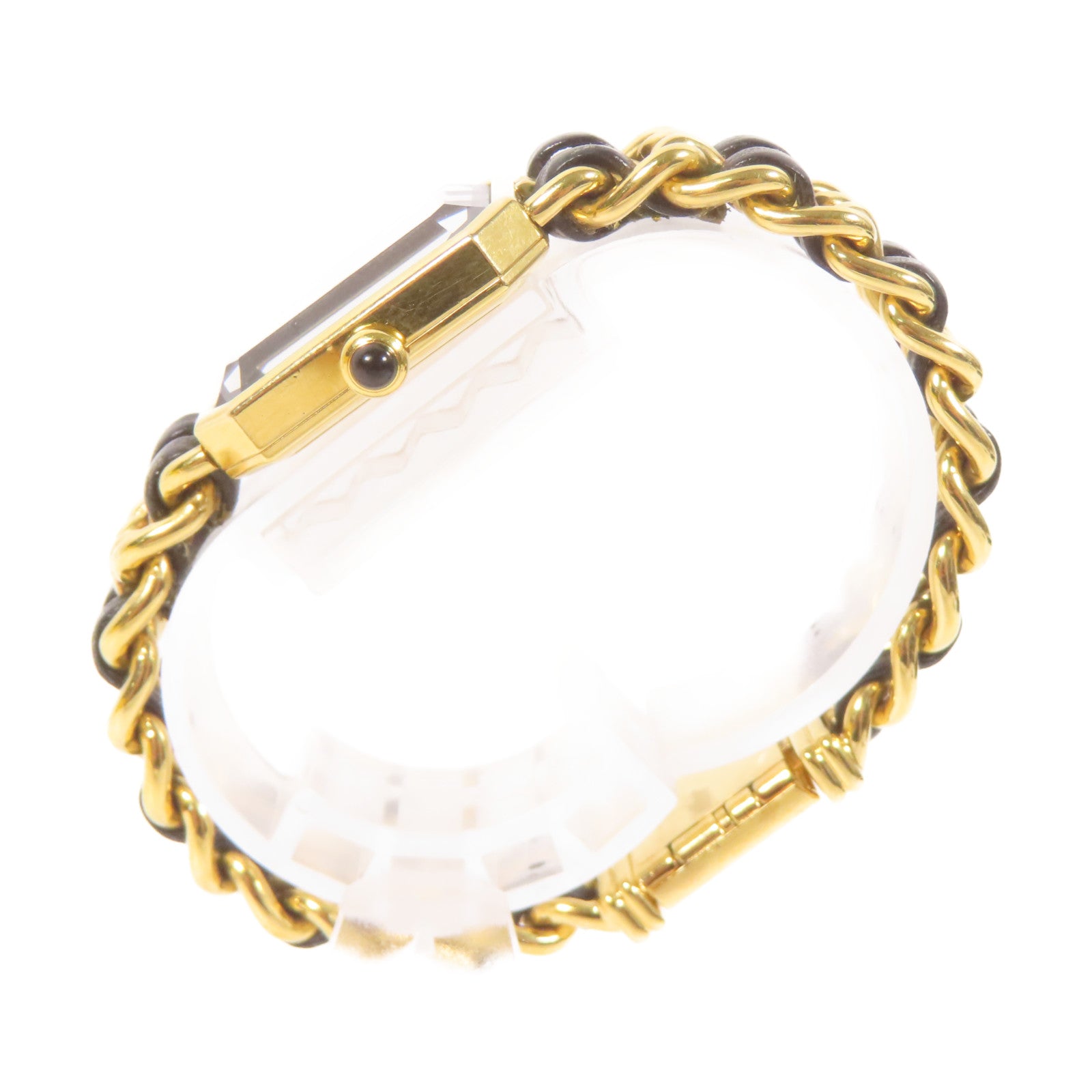 CHANEL Premiere M鍍金/皮革手錶石英機芯黑色