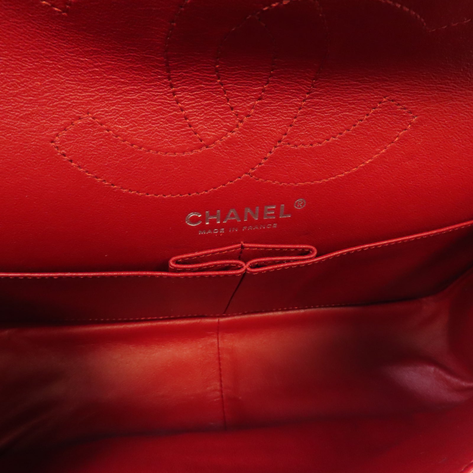 CHANEL 【激減優惠】菱格漆皮皮革2.55 Chain Shoulder銀扣鏈帶肩背袋紅色