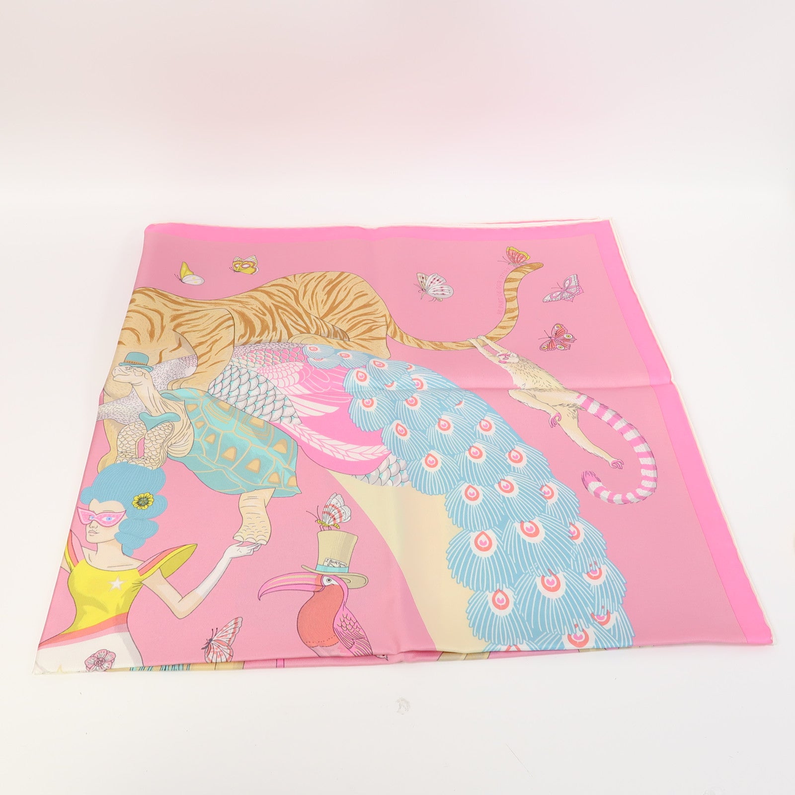 HERMES 絲質Scarf 90X90絲巾粉紅色